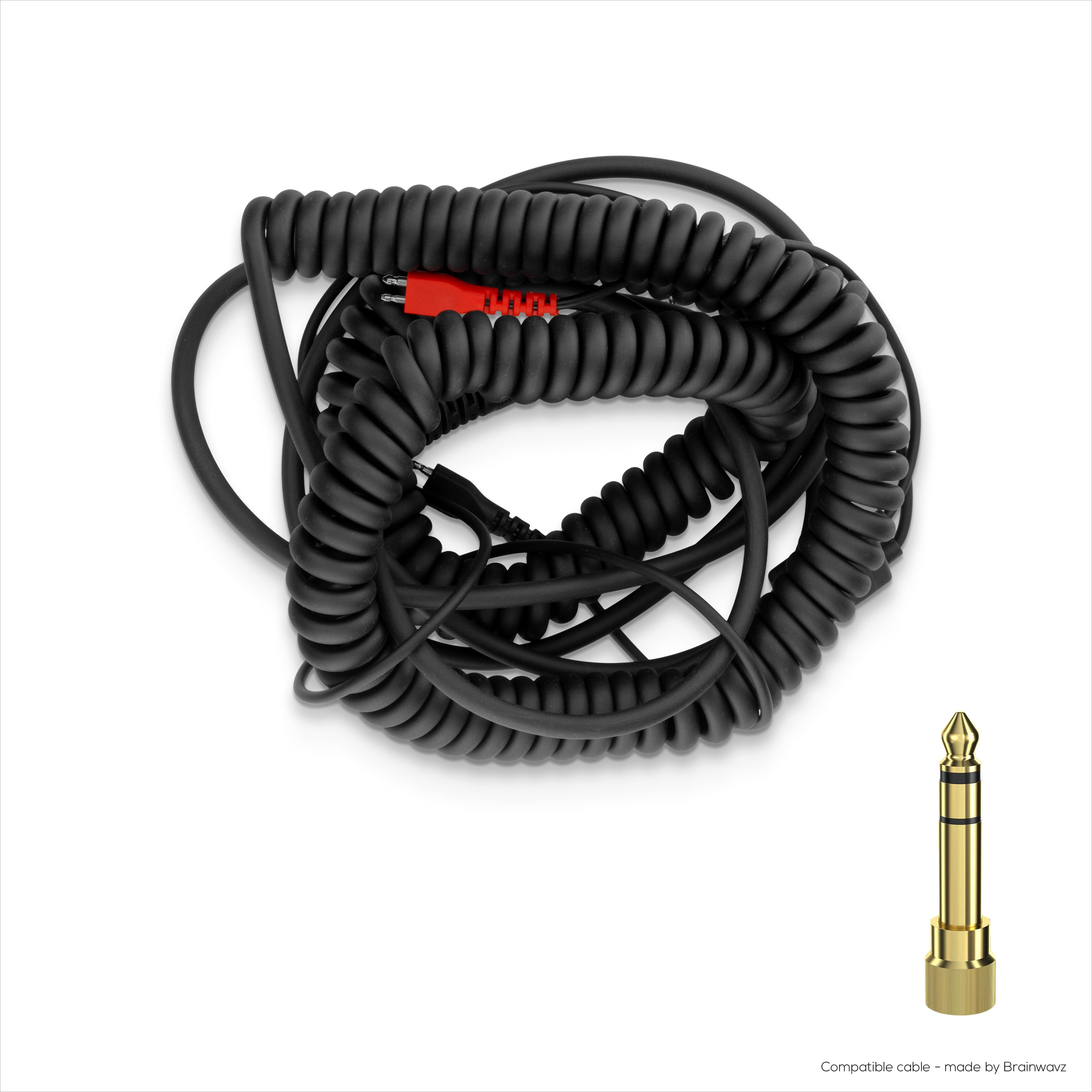 Coiled Replacement Audio Cable Compatible with Sennheiser HD25, HD560, HD540, HD480, HD430, HD414 &  HD250 Headsets -  3.5mm Gold Plated Jacks