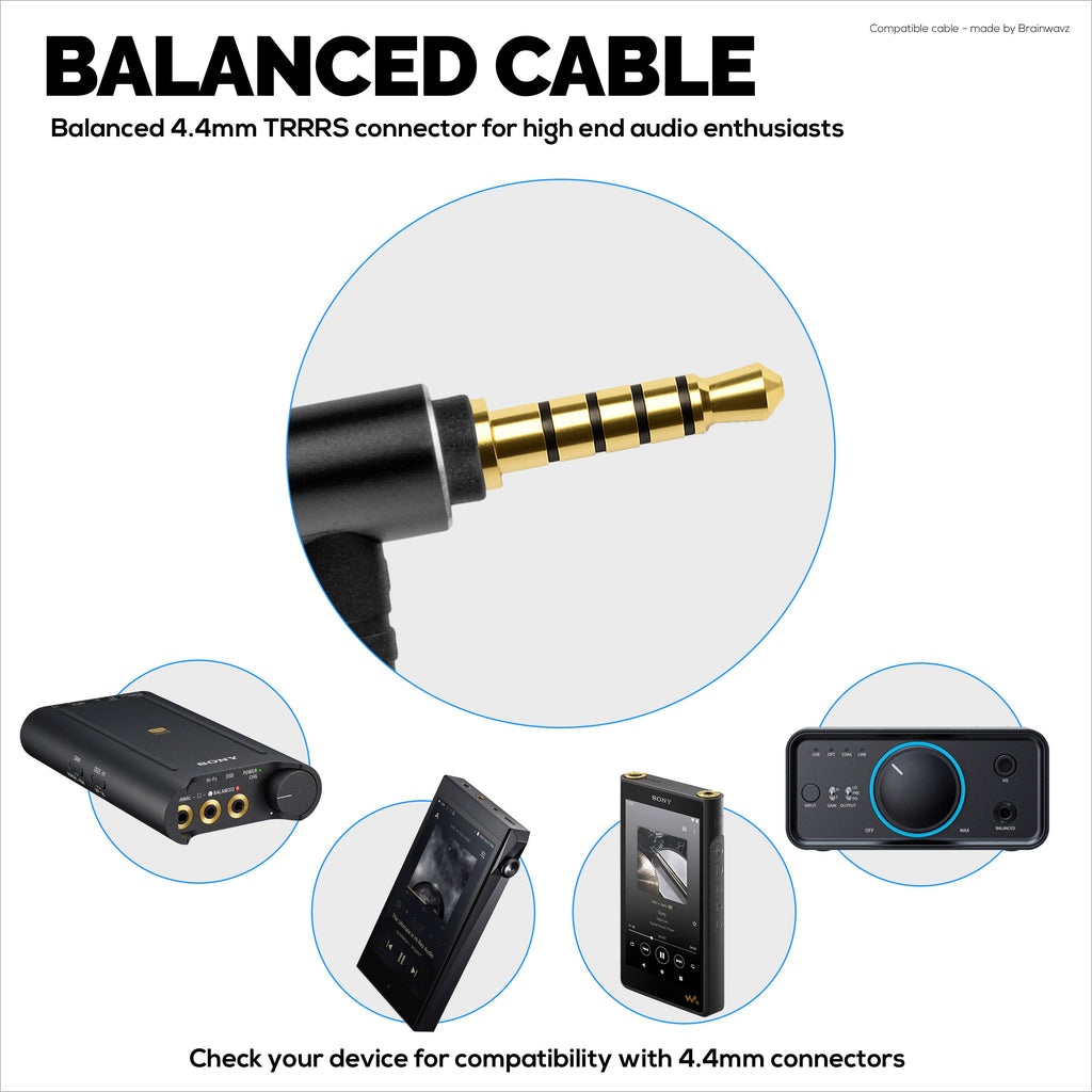 Balanced Audio Cable Compatible with Sennheiser Momentum Headphones – 2.5mm Twist-Lock to 4.4mm TRRRS Balanced Gold-Plated Jacks