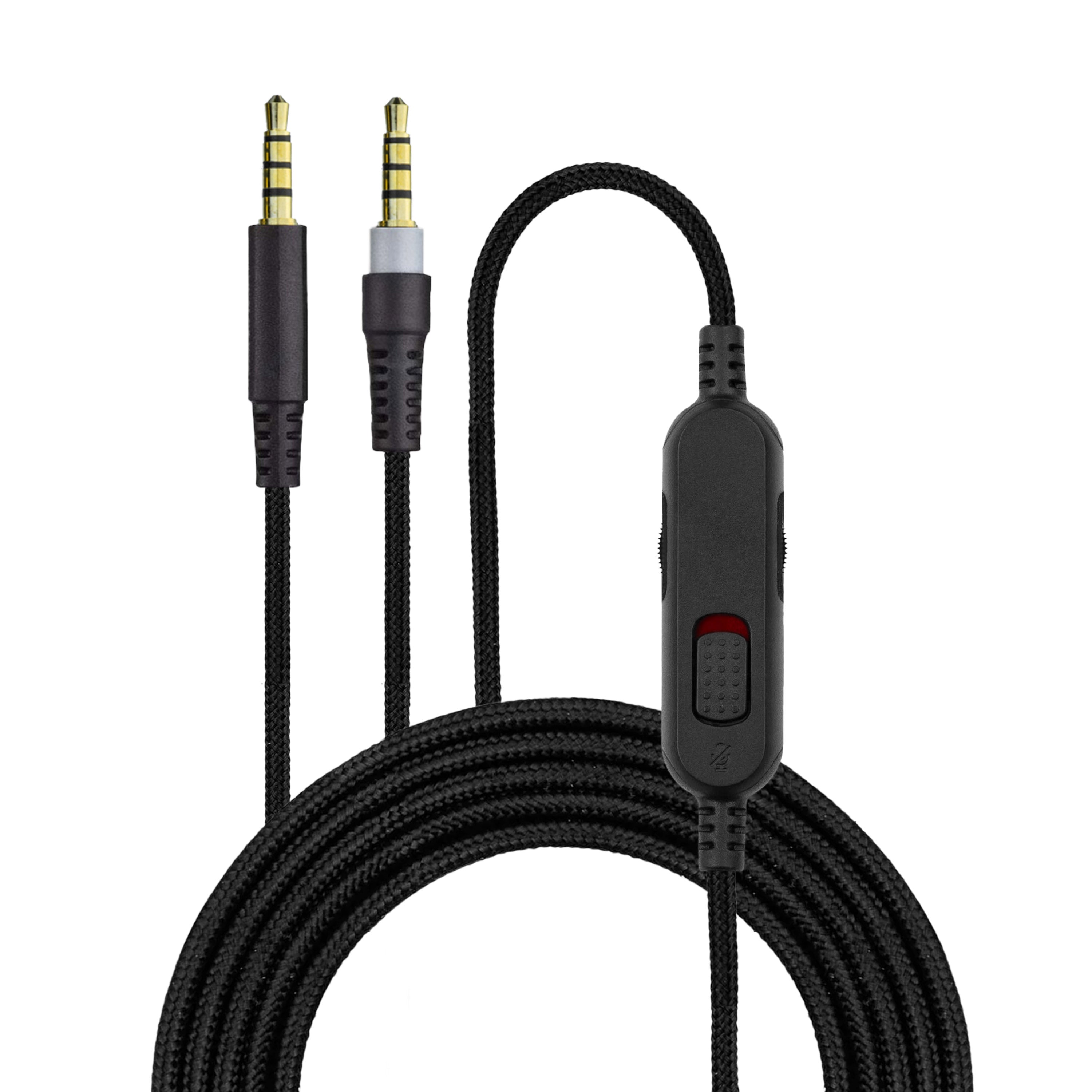 Replacement Audio Cable Compatible with Kingston HyperX Cloud Mix & Cloud Alpha Headsets – Inline Remote w/ Mute & Volume Control – Nylon Braided Cord w/ Gold Plated Connectors
