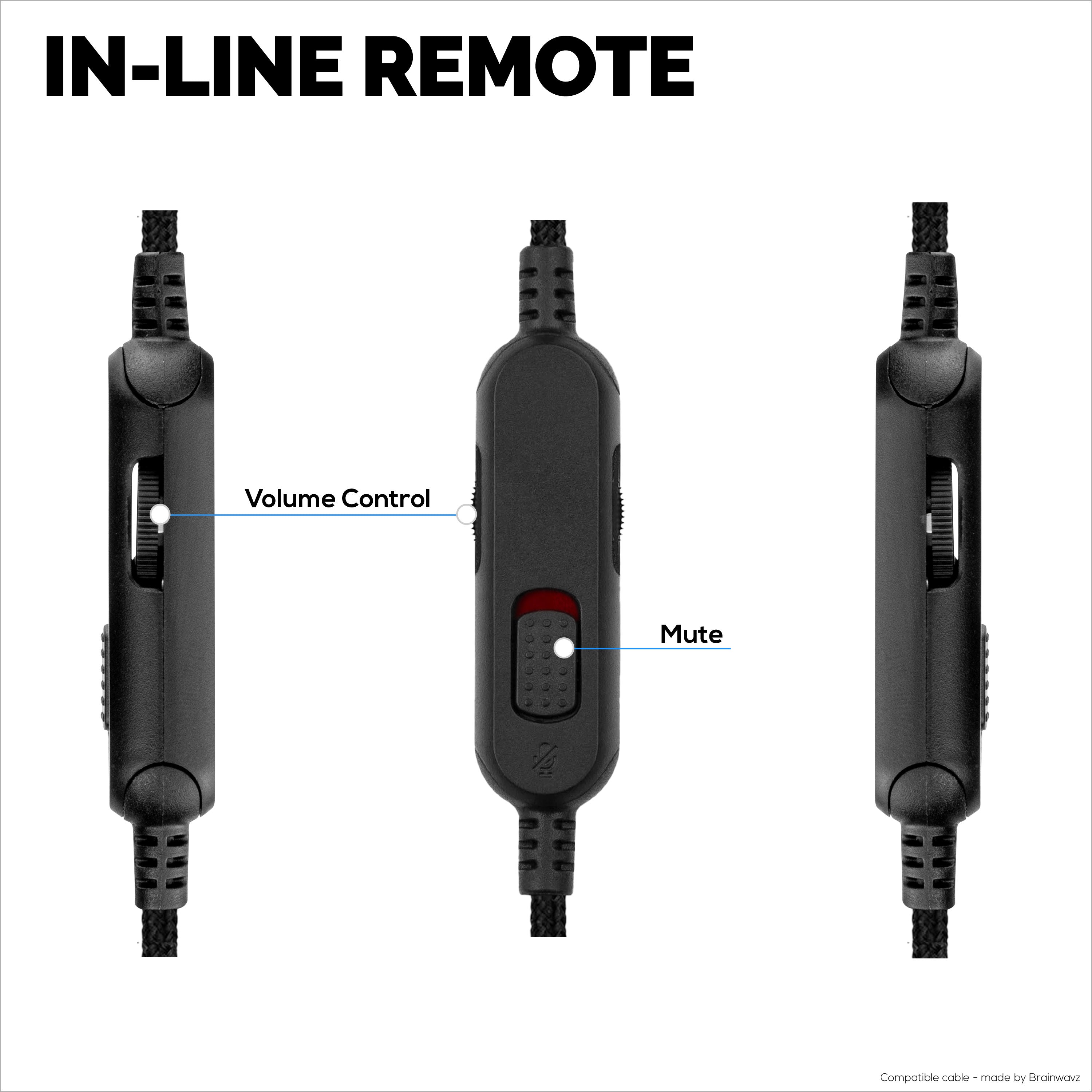 Replacement Audio Cable Compatible with Kingston HyperX Cloud Mix & Cloud Alpha Headsets – Inline Remote w/ Mute & Volume Control – Nylon Braided Cord w/ Gold Plated Connectors