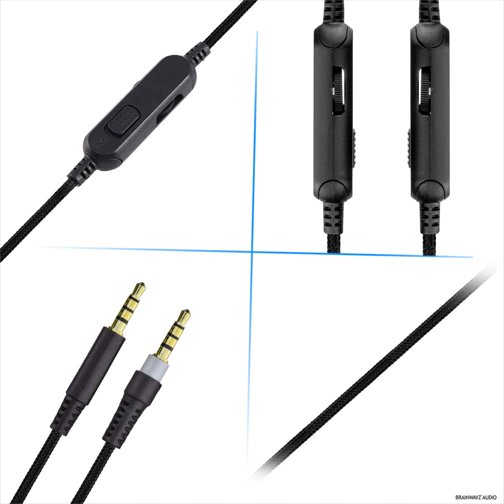 Replacement Audio Cable Compatible with Kingston HyperX Cloud Mix & Cloud Alpha Headsets – Inline Remote w/ Mute & Volume Control – Nylon Braided Cord w/ Gold Plated Connectors