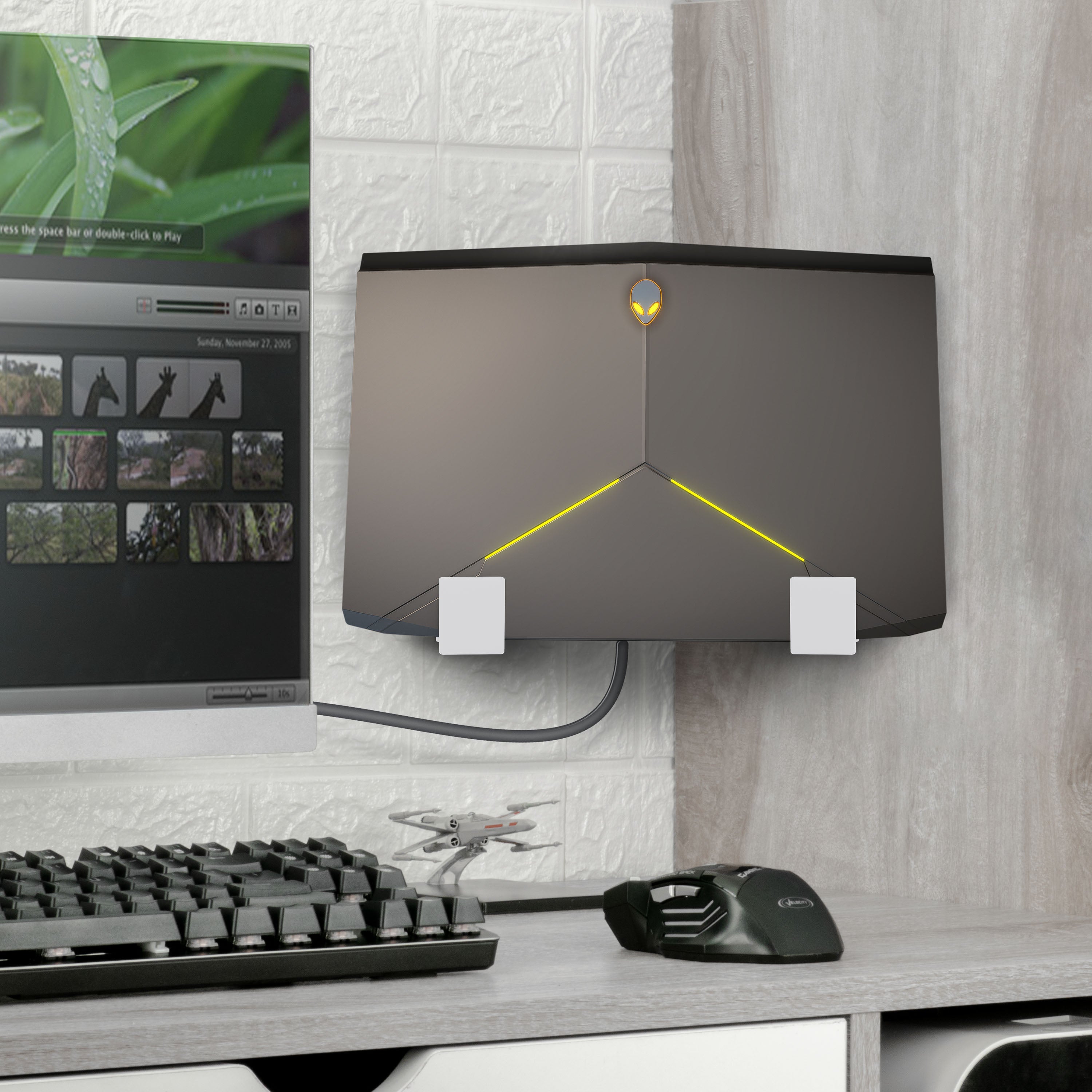 2.5" Corner Cable Box & Router Wall Mount Holder, Adhesive & Screw-In, for Network Switch, Modem, Mesh Wifi, Apple TV, Cameras, Speakers & More, Devices Up to 2.5" / 63mm Thick