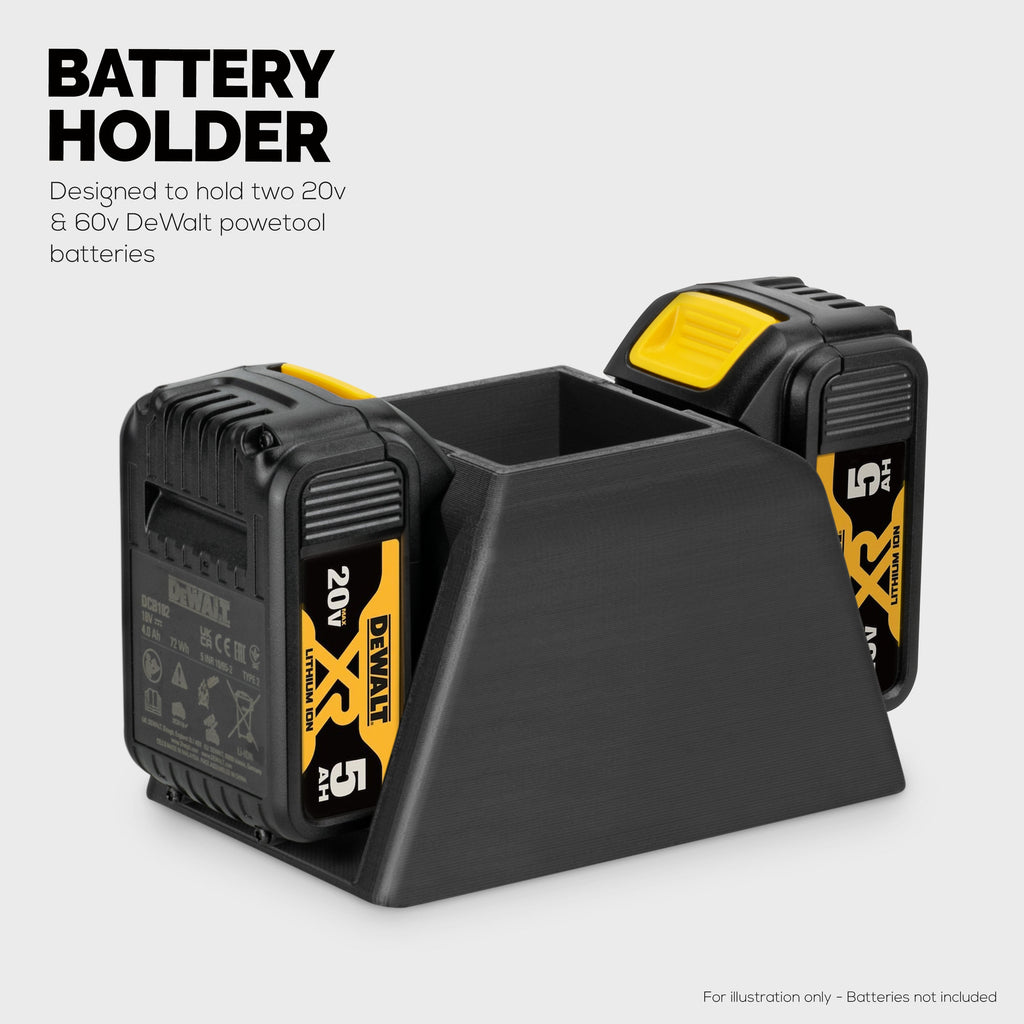 Desktop Battery Holder for Dewalt 20V / 60V Cordless Batteries With Tool & Pen Storage Organizer Compartment, Fits DCB200 DCB203 DCB205 DCB206 DCB606 DCB 609 Batteries