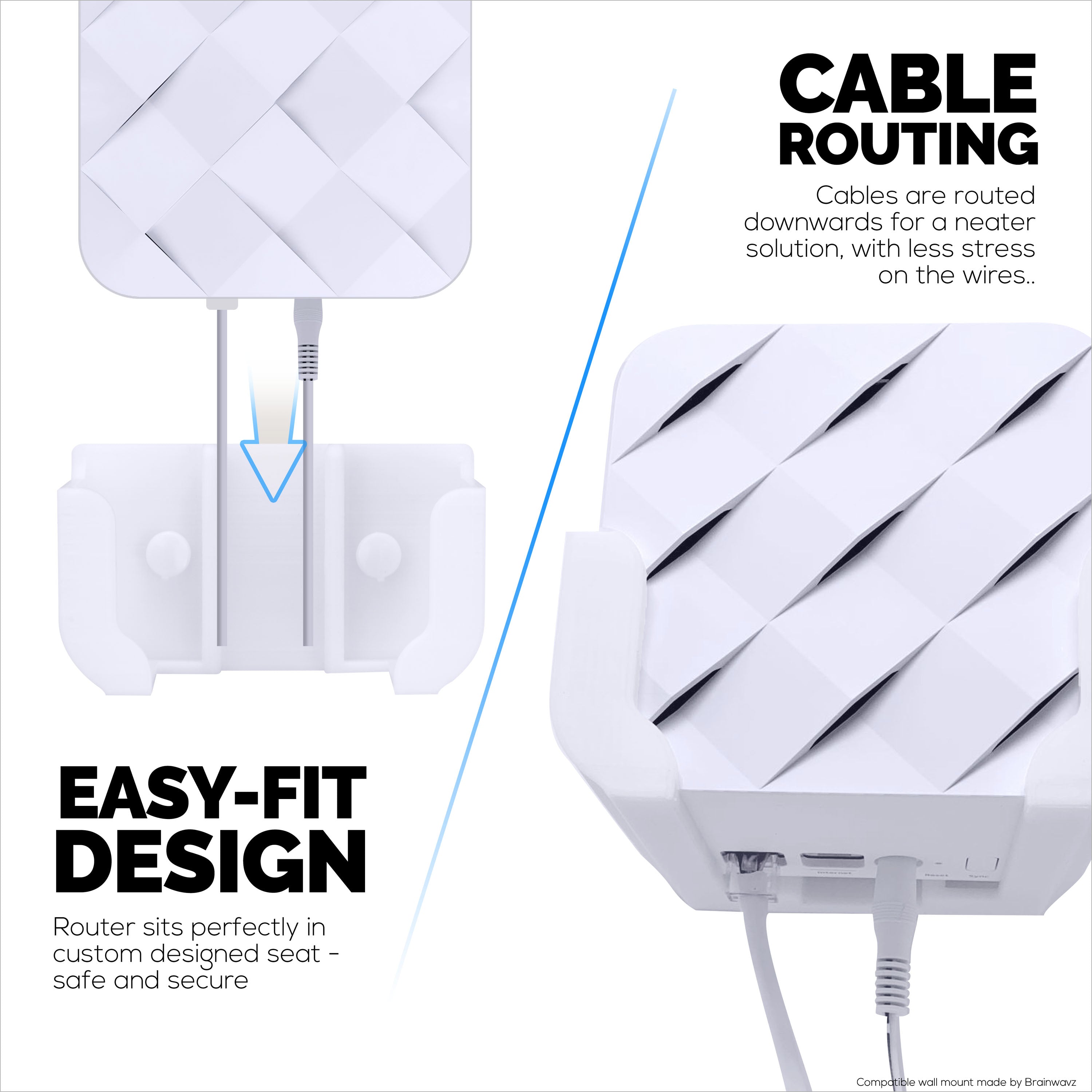 Adhesive Wall Mount For Netgear Orbi RBK13 Router, Strong VHB Adhesive, Easy to Install, Reduce Interference & Increase Range, Stick On & Screw-in Mounting