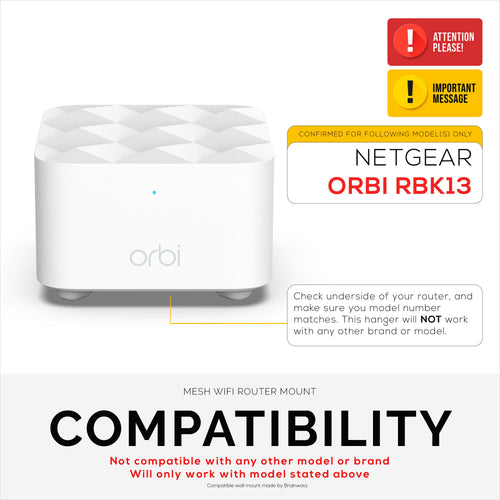 Adhesive Wall Mount For Netgear Orbi RBK13 Router, Strong VHB Adhesive, Easy to Install, Reduce Interference & Increase Range, Stick On & Screw-in Mounting