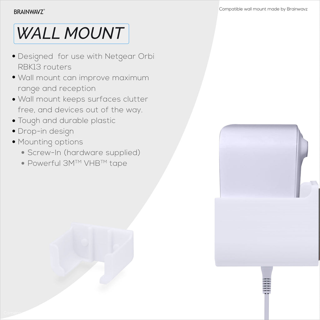 Adhesive Wall Mount For Netgear Orbi RBK13 Router, Strong VHB Adhesive, Easy to Install, Reduce Interference & Increase Range, Stick On & Screw-in Mounting