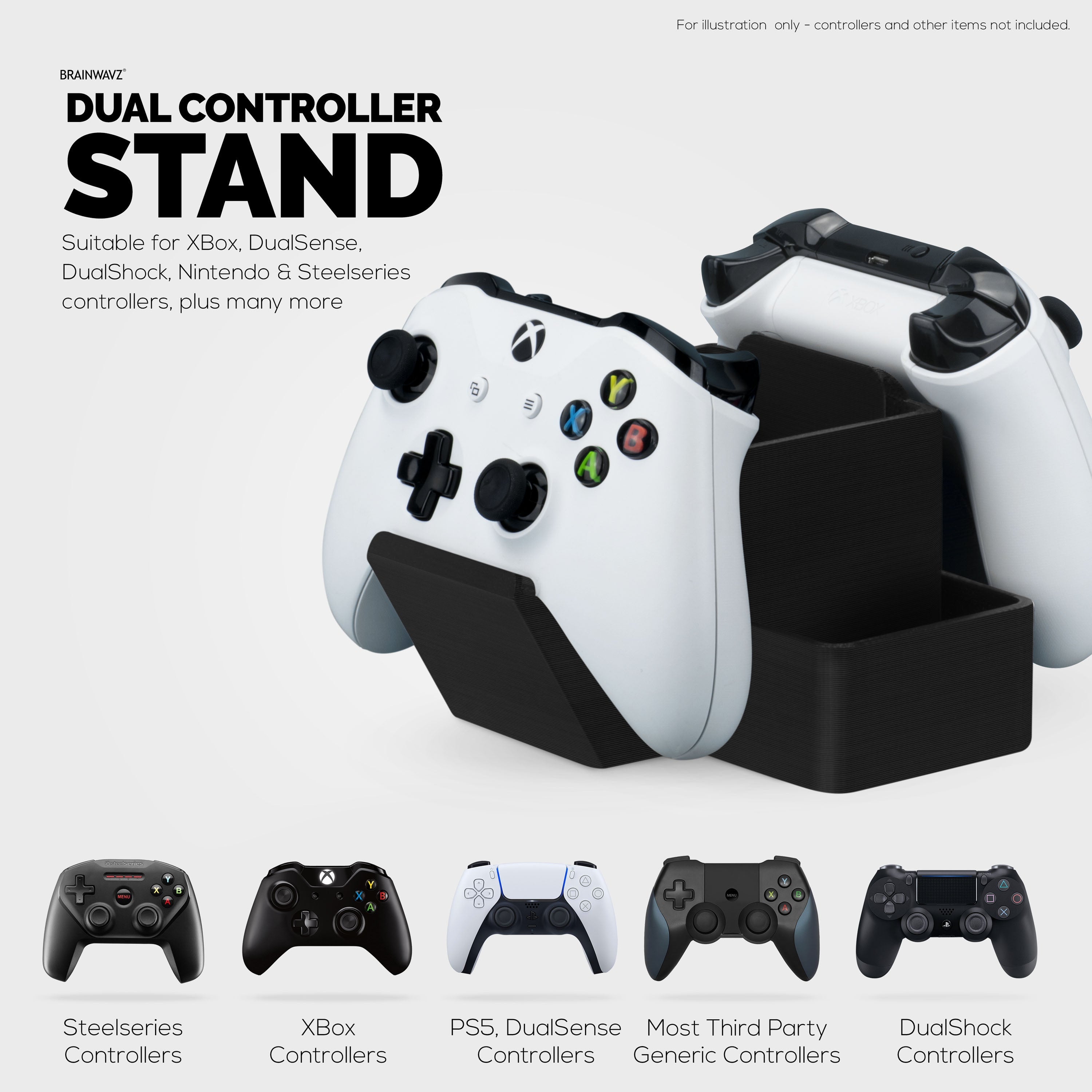 Dual Game Controller, TV Remote & Pen Desk Organizer, Reduce Desktop Clutter, Ideal for Side & Tea Tables, Suitable for All Types of Gamepads, Ample Storage for Stationary & More (D03)