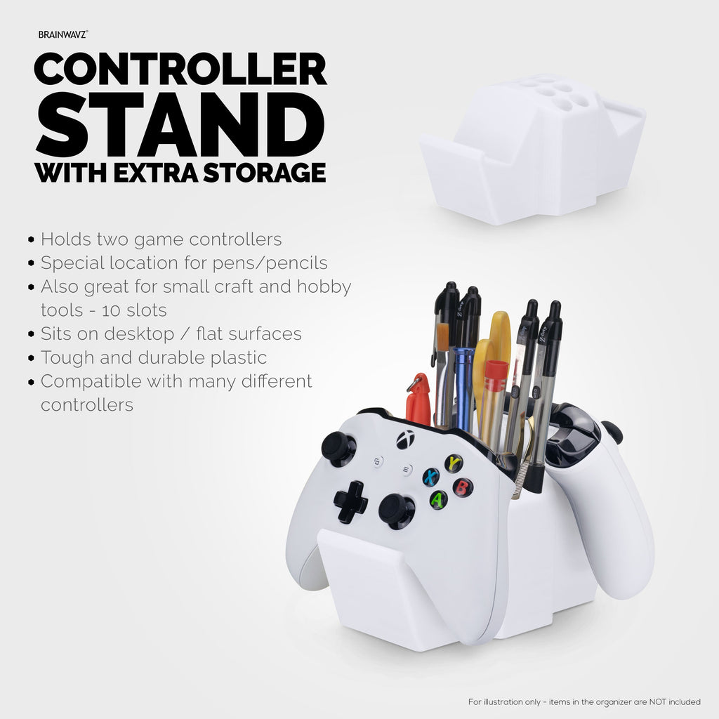 Game Controller Holder & Desktop Pen Organizer Stand With Ten Slots for Pens, Pencils, Stationery, Craft Tools & More - Universal Design for PS5 XBOX SERIES X ONE PS4 SWITCH PC Gamepads - D05