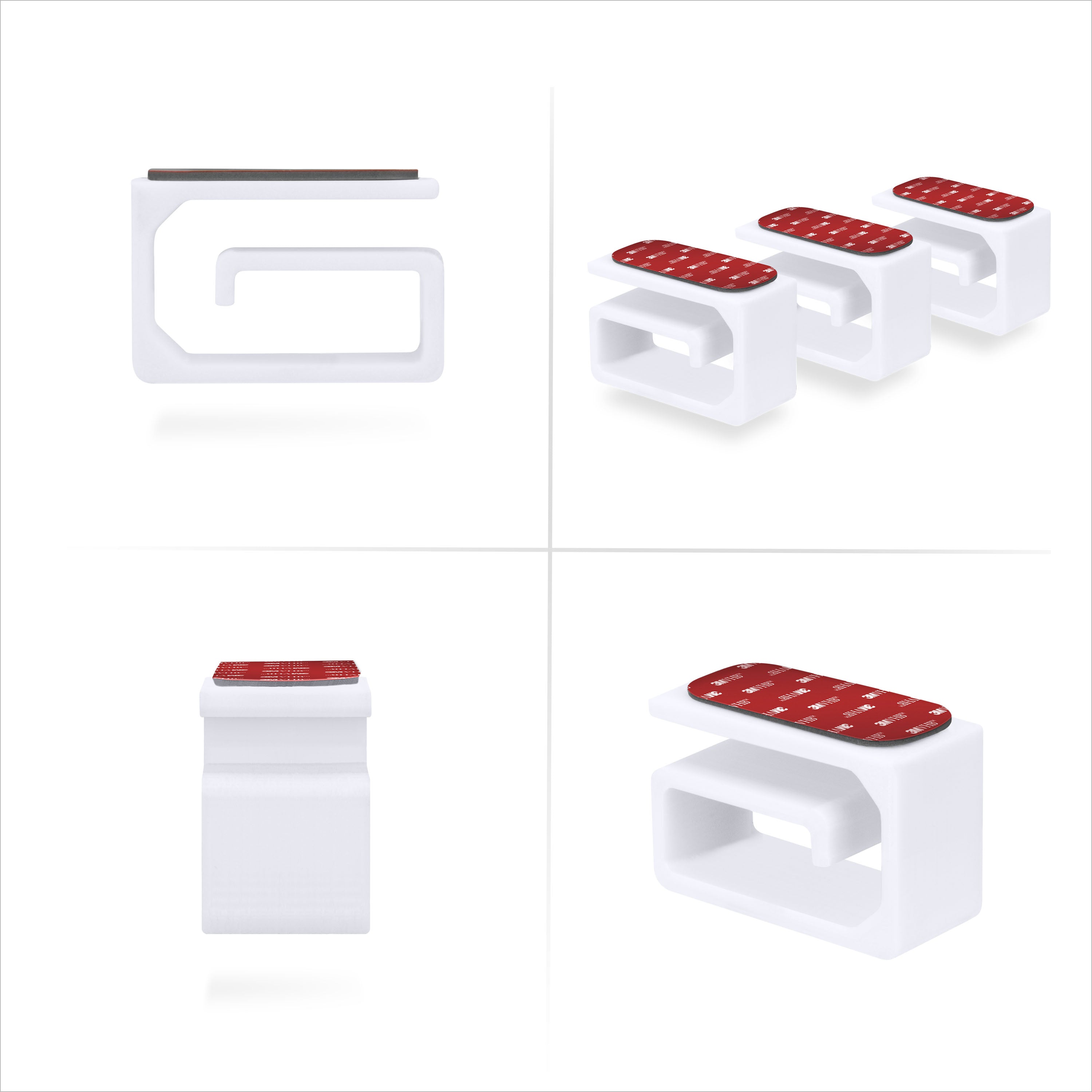 3pc VHB Adhesive Cable Organizer Holder, For Heavy Cables, PC Cords & Wires with Strong Adhesive, Under Desk Mount Management - Small