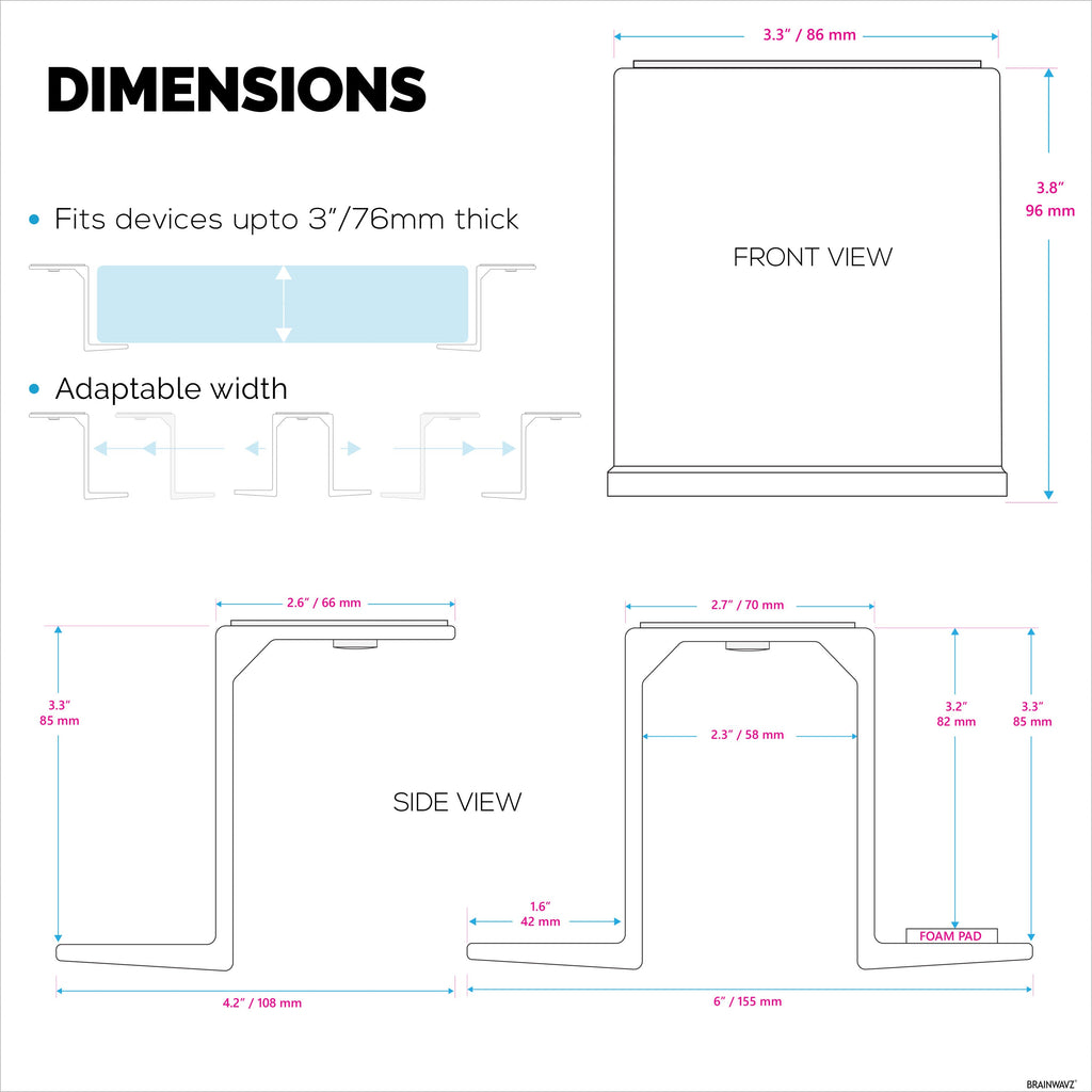 Twin Under Desk Laptop & Device Holder Mount, Adhesive & Screw In, Devices upto 3" Like Small Computers Laptops Macbook Surface Keyboard Routers Modems Cable Box Network Switch & More