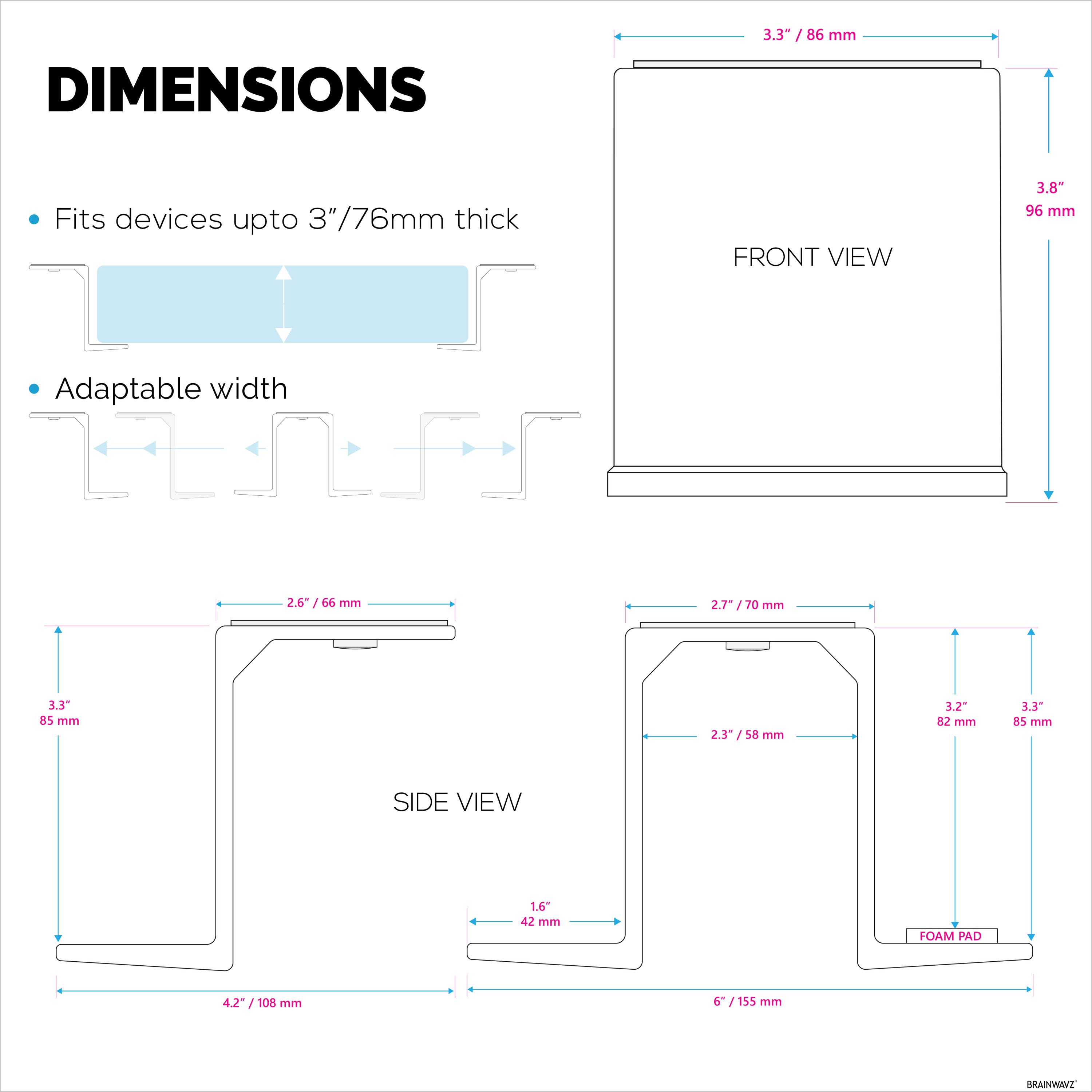 Twin Under Desk Laptop & Device Holder Mount, Adhesive & Screw In, Devices upto 3" Like Small Computers Laptops Macbook Surface Keyboard Routers Modems Cable Box Network Switch & More
