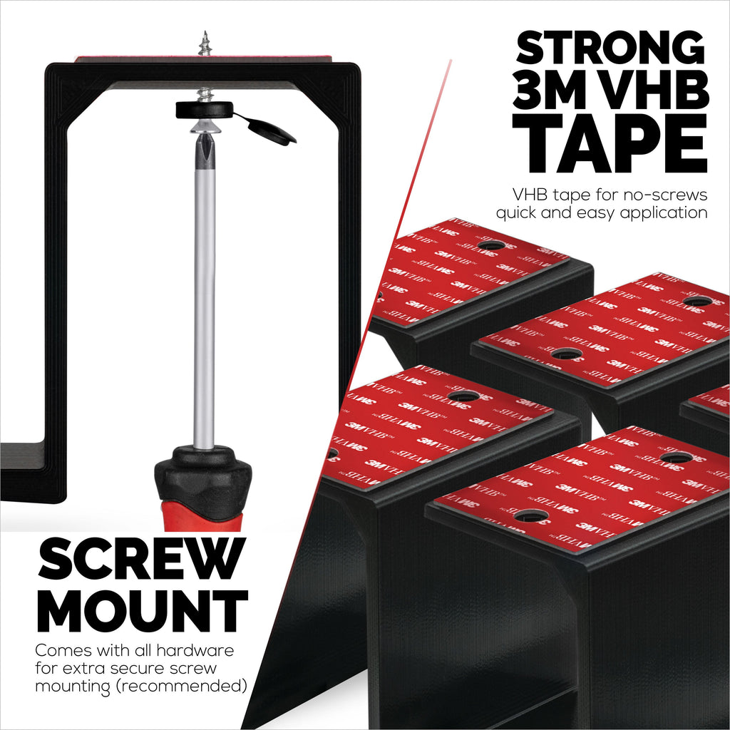 Twin Under Desk Laptop & Device Holder Mount, Adhesive & Screw In, Devices upto 3" Like Small Computers Laptops Macbook Surface Keyboard Routers Modems Cable Box Network Switch & More