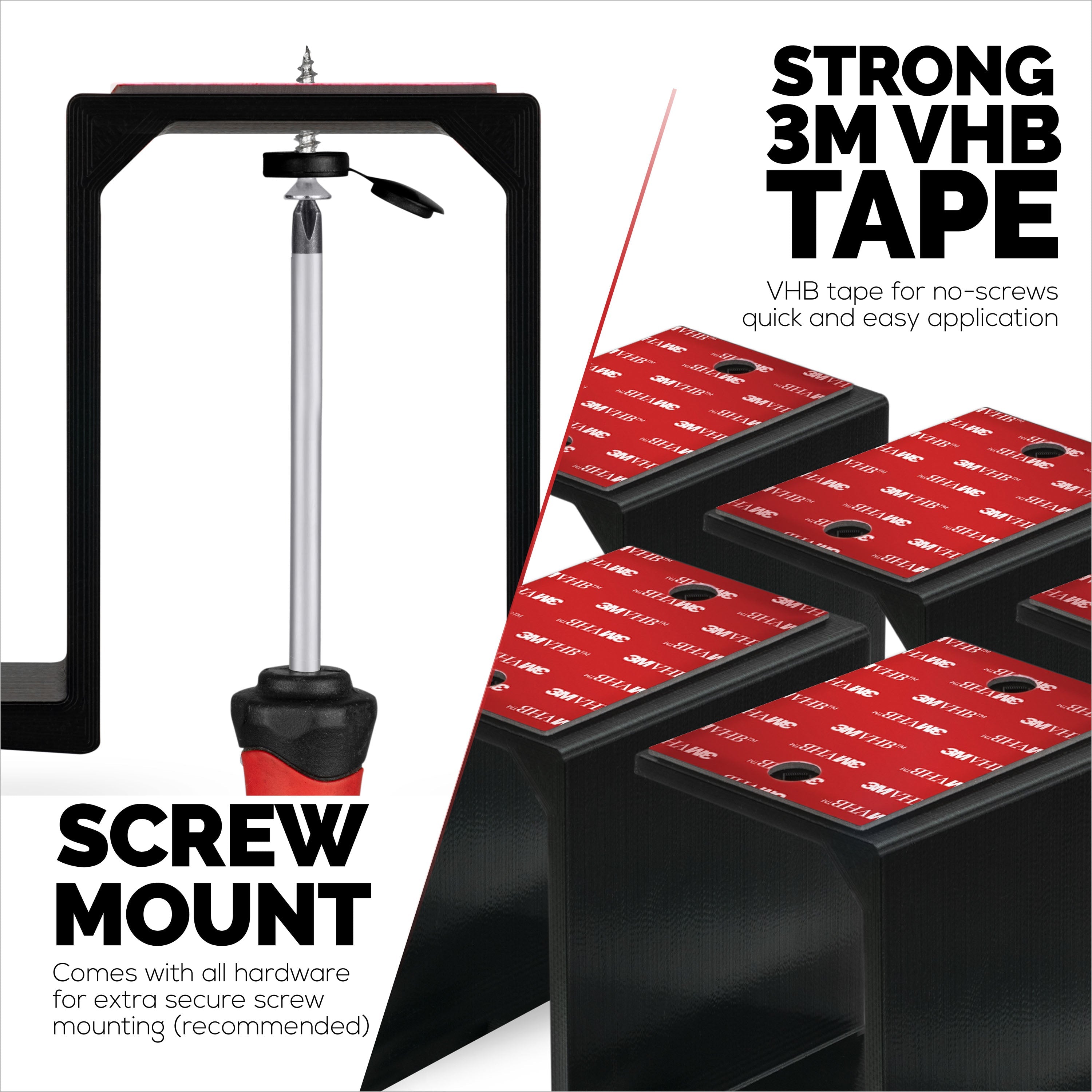 Twin Under Desk Laptop & Device Holder Mount, Adhesive & Screw In, Devices upto 3" Like Small Computers Laptops Macbook Surface Keyboard Routers Modems Cable Box Network Switch & More