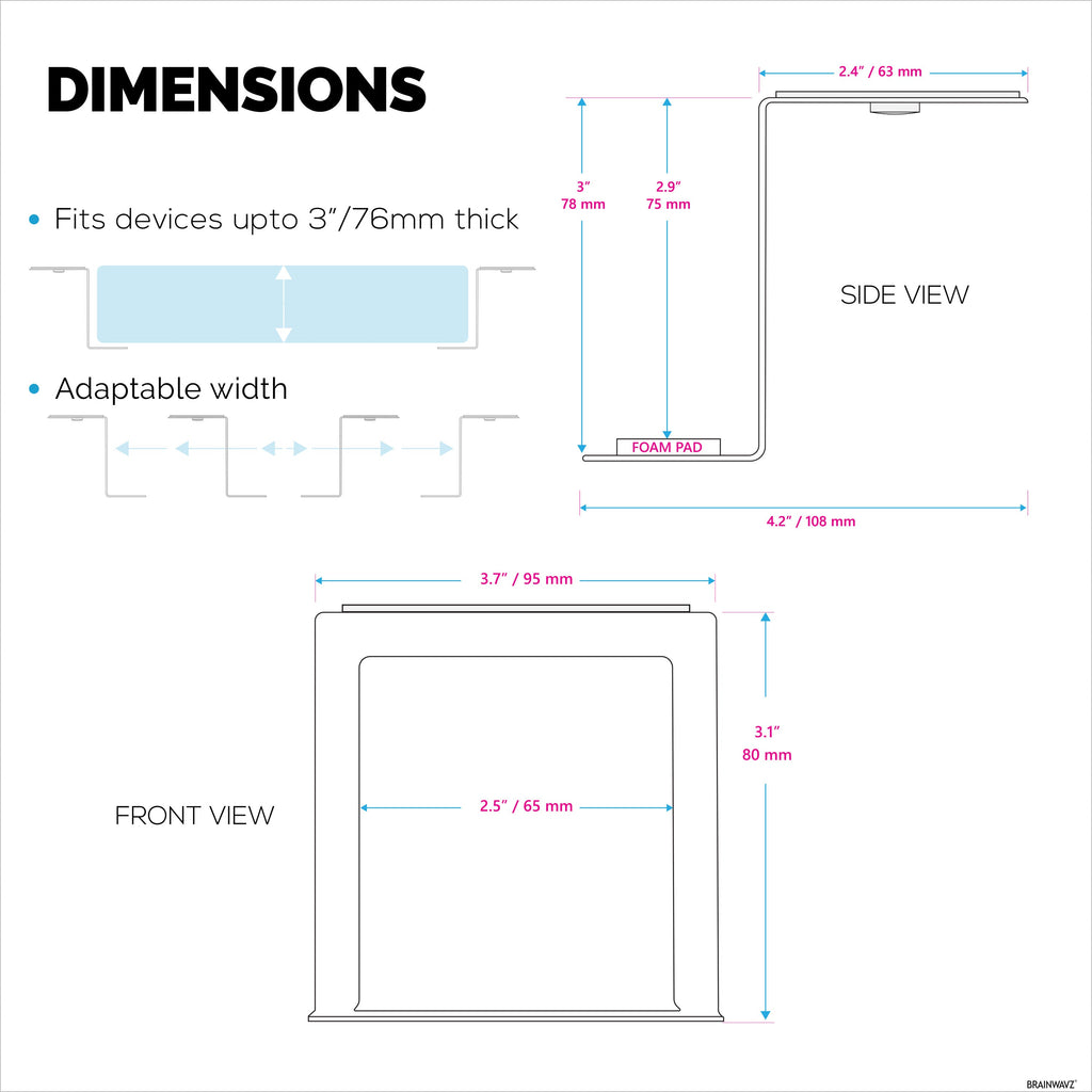 3” Metal Under Desk Laptop, Cable Box & Router Holder Mount, Adhesive & Screw In, Holds upto 3" Devices Like Small Computers, Macbook, Surface, Keyboard, Network Switch, Modems & More