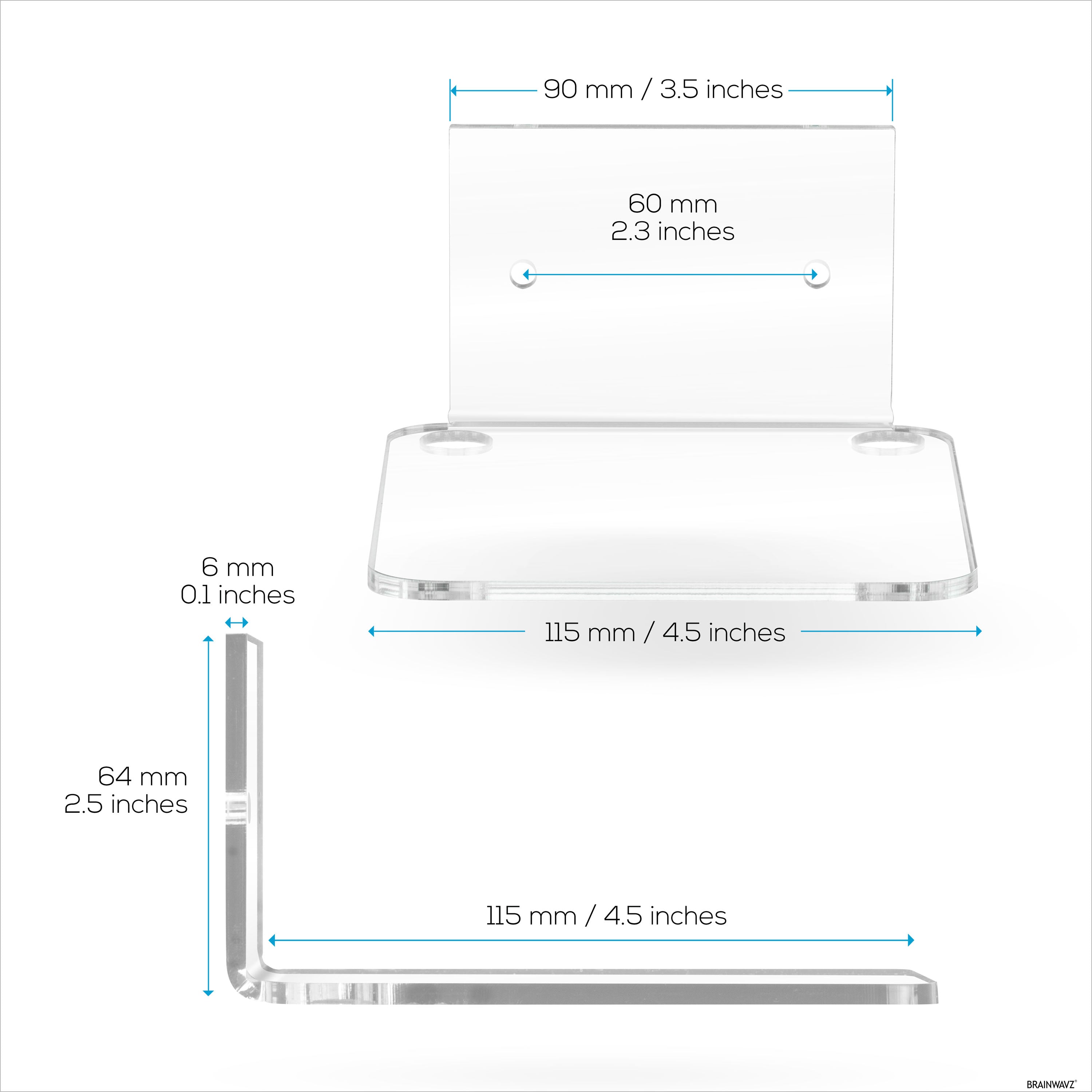 4.5” Small Floating Shelf, Adhesive & Screw In, for Speakers, Routers, Decor, Plants, Cameras, Photos, Kitchen, Toilet, Cable Box & More