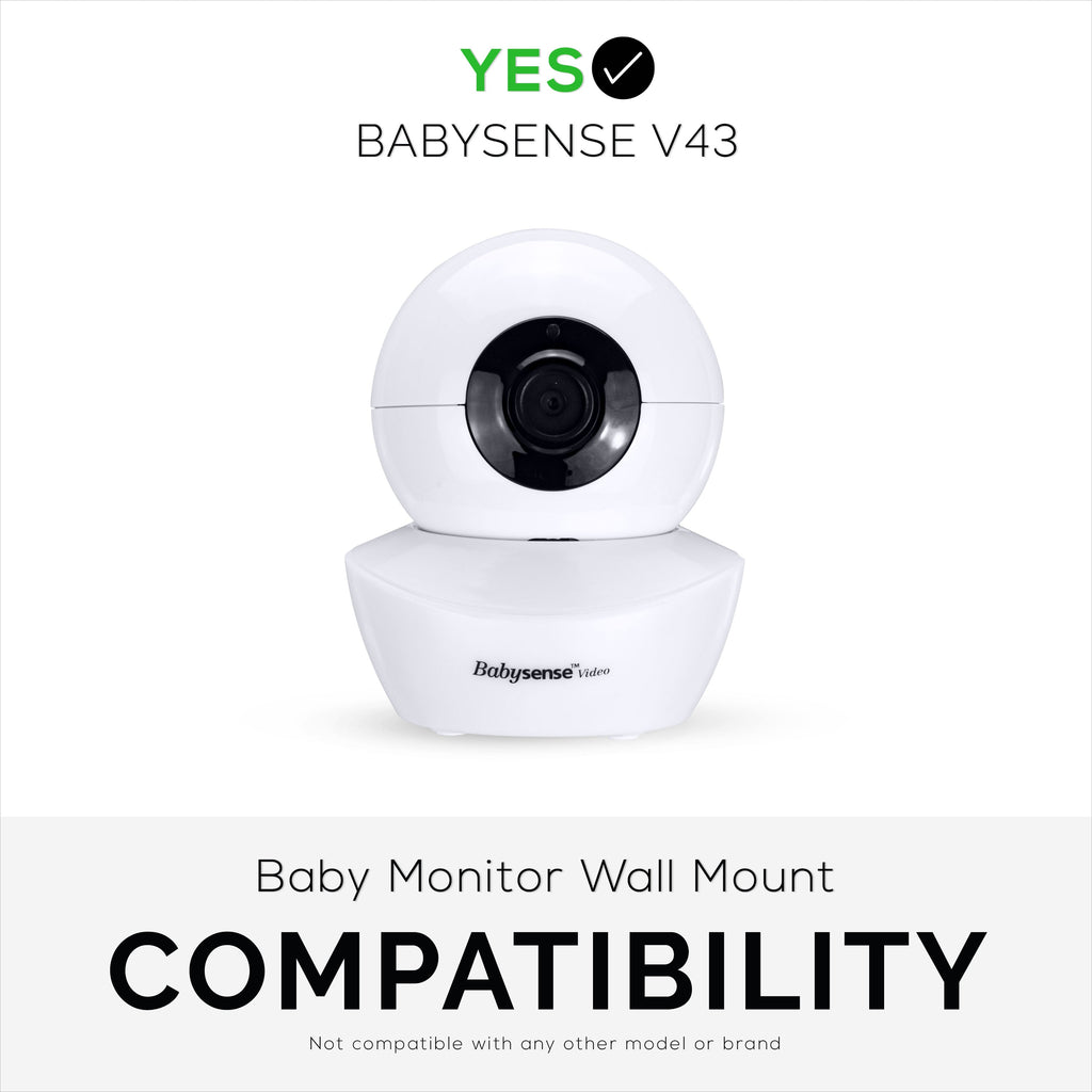 Wall Mount for BabySense V43 Baby Monitor Camera - Adhesive Holder, Easy to Install, No Tools Needed, No Mess, No Drilling, Strong Mount, White