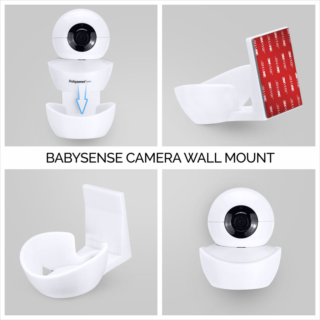 Wall Mount for BabySense V43 Baby Monitor Camera - Adhesive Holder, Easy to Install, No Tools Needed, No Mess, No Drilling, Strong Mount, White