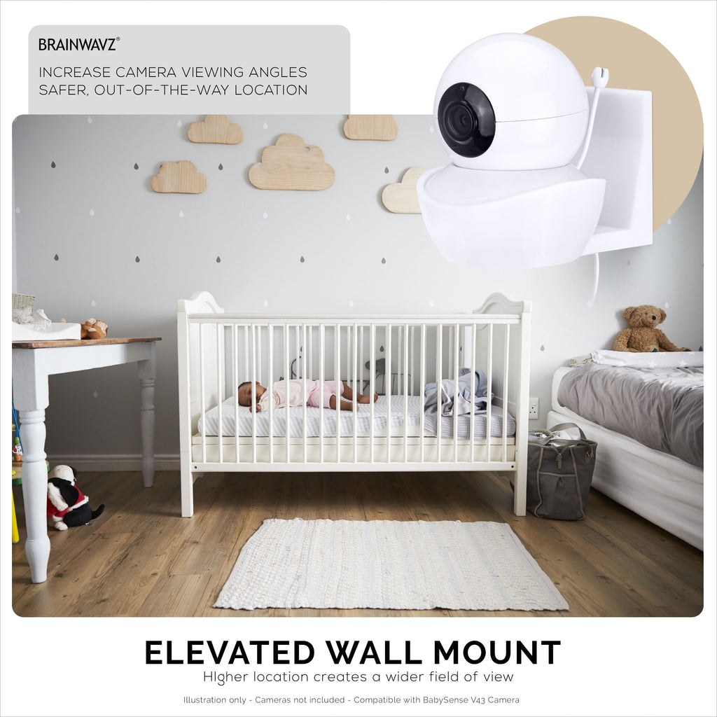 Wall Mount for BabySense V43 Baby Monitor Camera - Adhesive Holder, Easy to Install, No Tools Needed, No Mess, No Drilling, Strong Mount, White