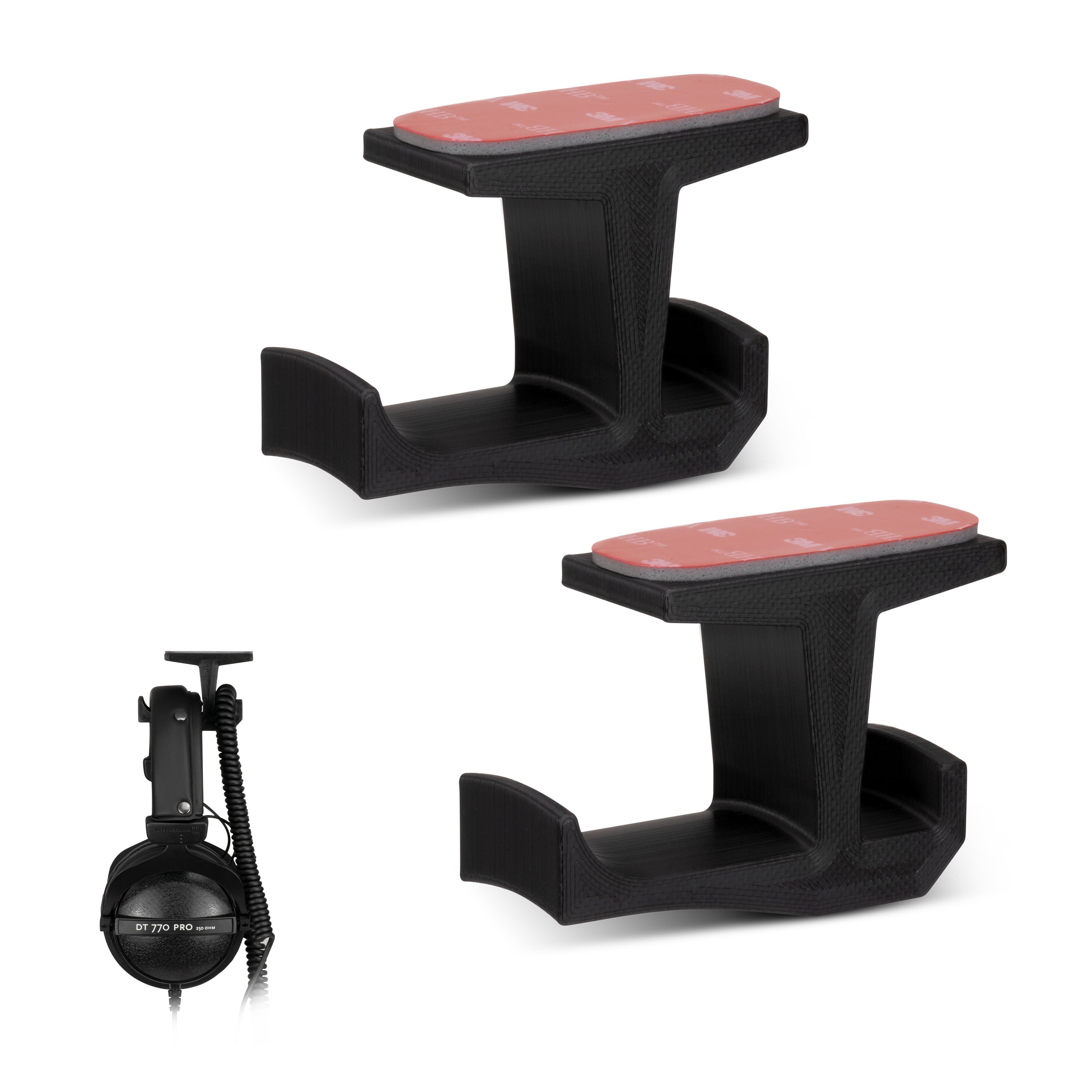 BigJ (2 Pack) Under Desk Headphone Hanger Holder and Cable Organiser