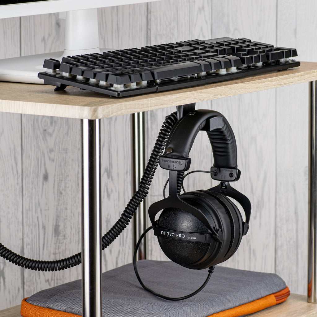 BigJ (2 Pack) Under Desk Headphone Hanger Holder and Cable Organiser
