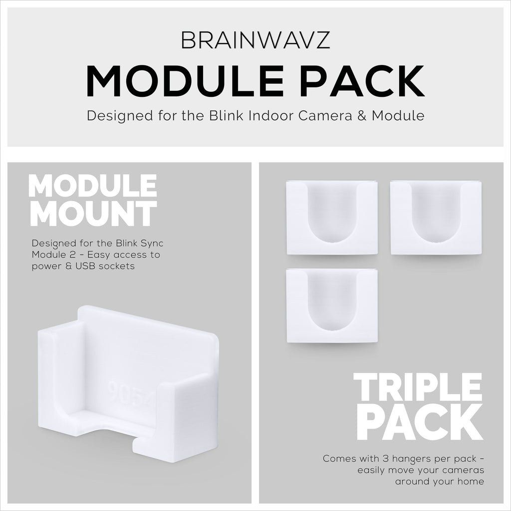 Adhesive Blink Outdoor Indoor (3rd Gen) & Sync Module Camera Mount, 3+1 Pack Holder, No Hassle Installation, No Screws, No Mess Bracket Stand