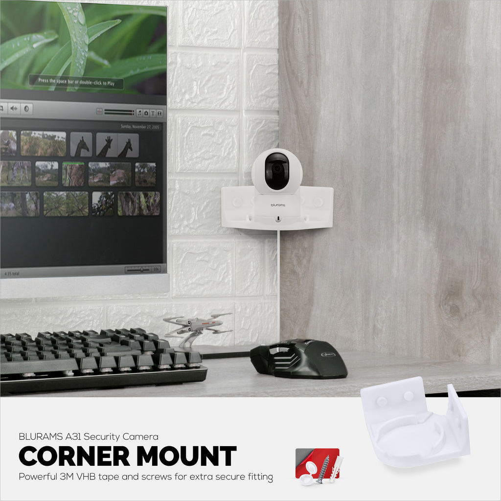 Corner Wall Mount for Blurams A31 2K Security Camera, Adhesive Security Camera Holder Bracket, Reduce Blind Spots & Clutter, Adhesive & Screw-In Mounting