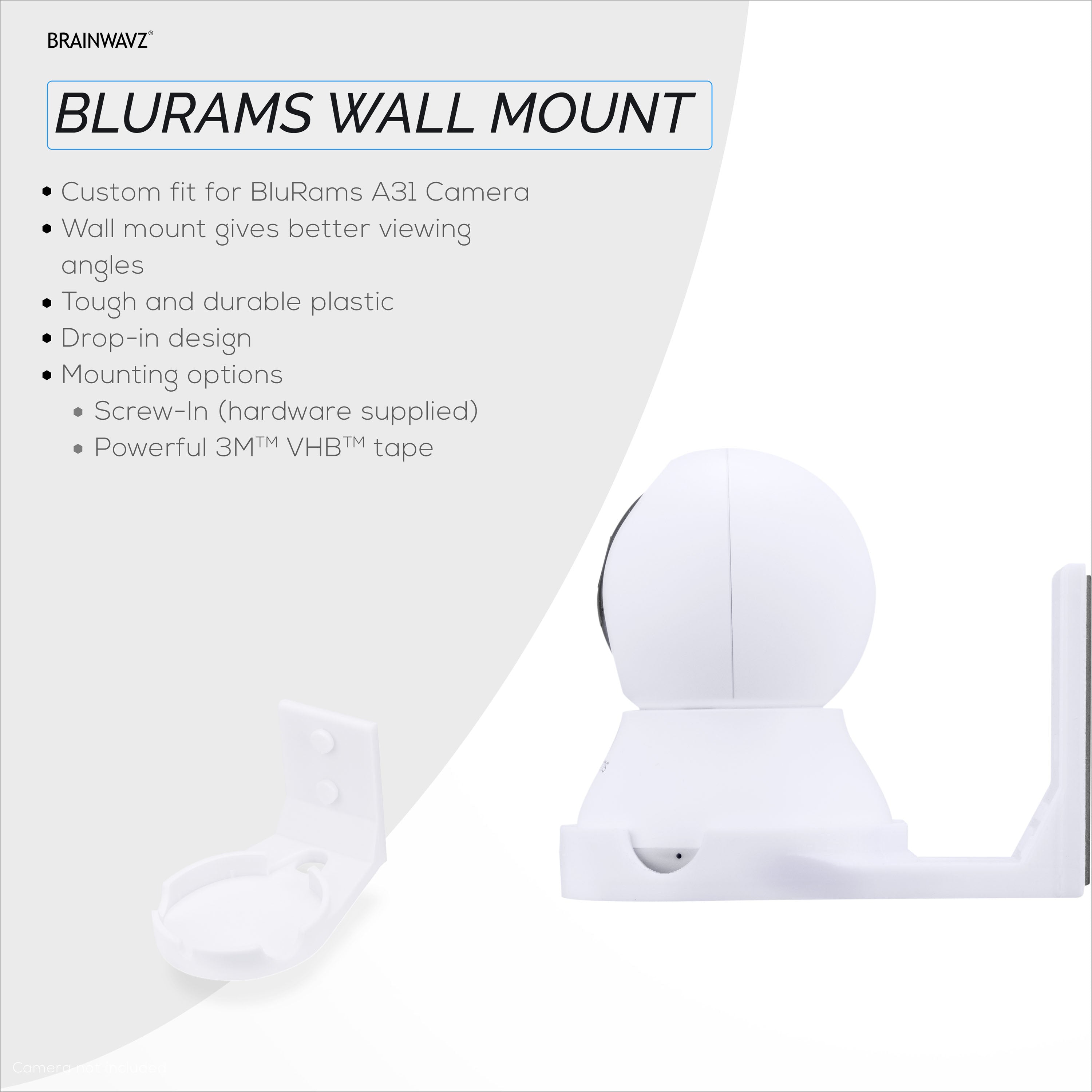 Wall Mount for Blurams A31 2K Security Camera, Adhesive Security Camera Holder Bracket, Reduce Blind Spots & Clutter, Adhesive & Screw-In Mounting