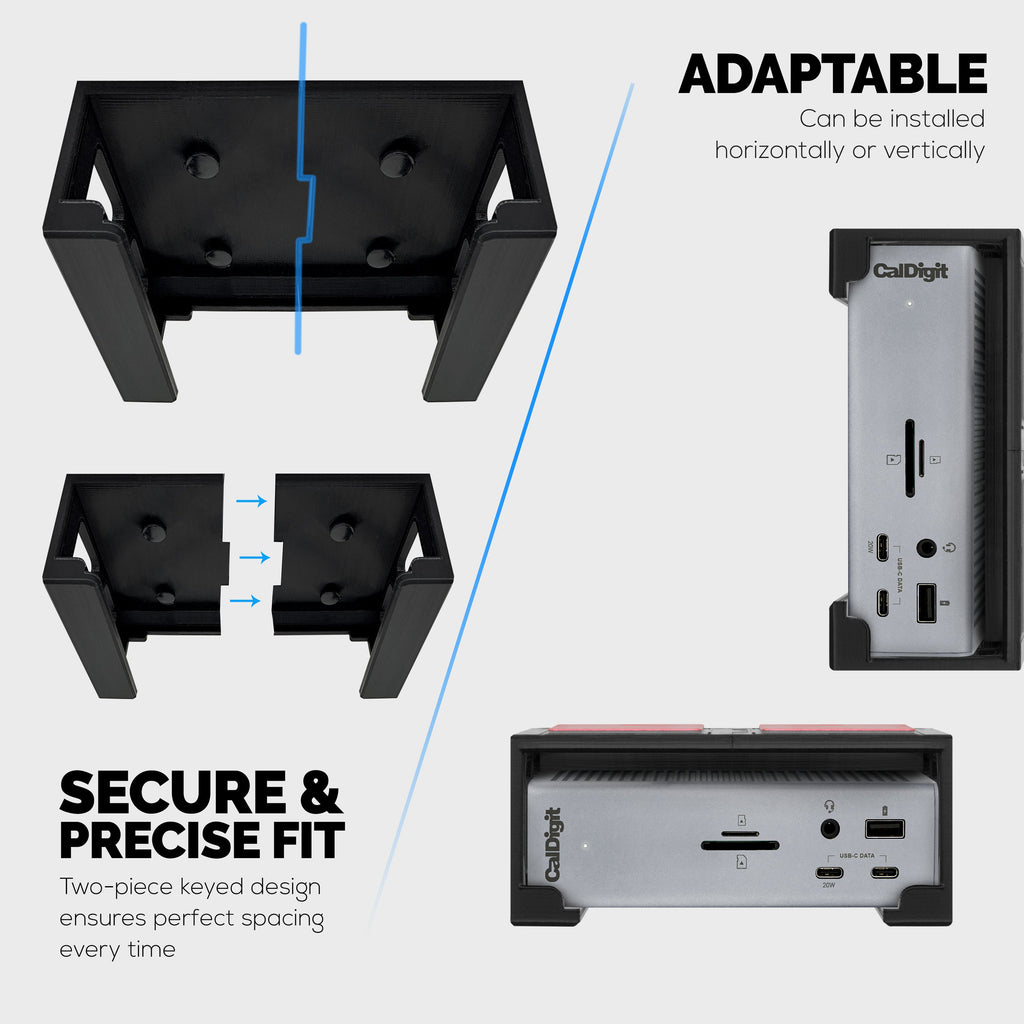 Under Desk Mounting Bracket Compatible with Caldigit TS4 Thunderbolt Station 4 - Space Saving Dock, Easy to Install, Adhesive & Screw-In, Reduce Clutter, Free Desktop Space