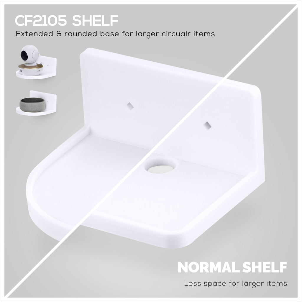 5” Small Floating Shelf, Adhesive & Screw In, For Bluetooth Speakers, Cameras, Plants, Books, Toys & More, Universal Shelves, Easy to Install (SHELF CF2105 White)