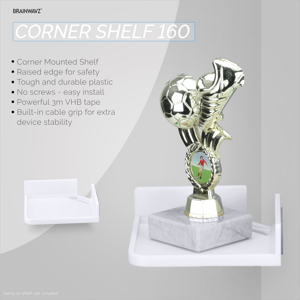 6” Adhesive Corner Small Shelf For Security Cameras, Baby Monitors, Speakers, Plants & More