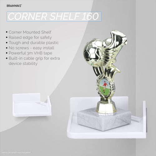 6” Adhesive Corner Small Shelf For Security Cameras, Baby Monitors, Speakers, Plants & More