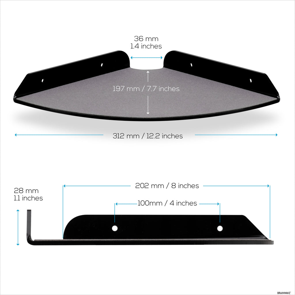 2-Pack 8.5” Small Corner Shelf Wall Mount for Baby Monitors, Cameras, Speakers, Sonos, Decor, Plants, Photos, Kitchen, Bathroom, Routers, Cable Box & More Universal Holder Acrylic Floating Shelves
