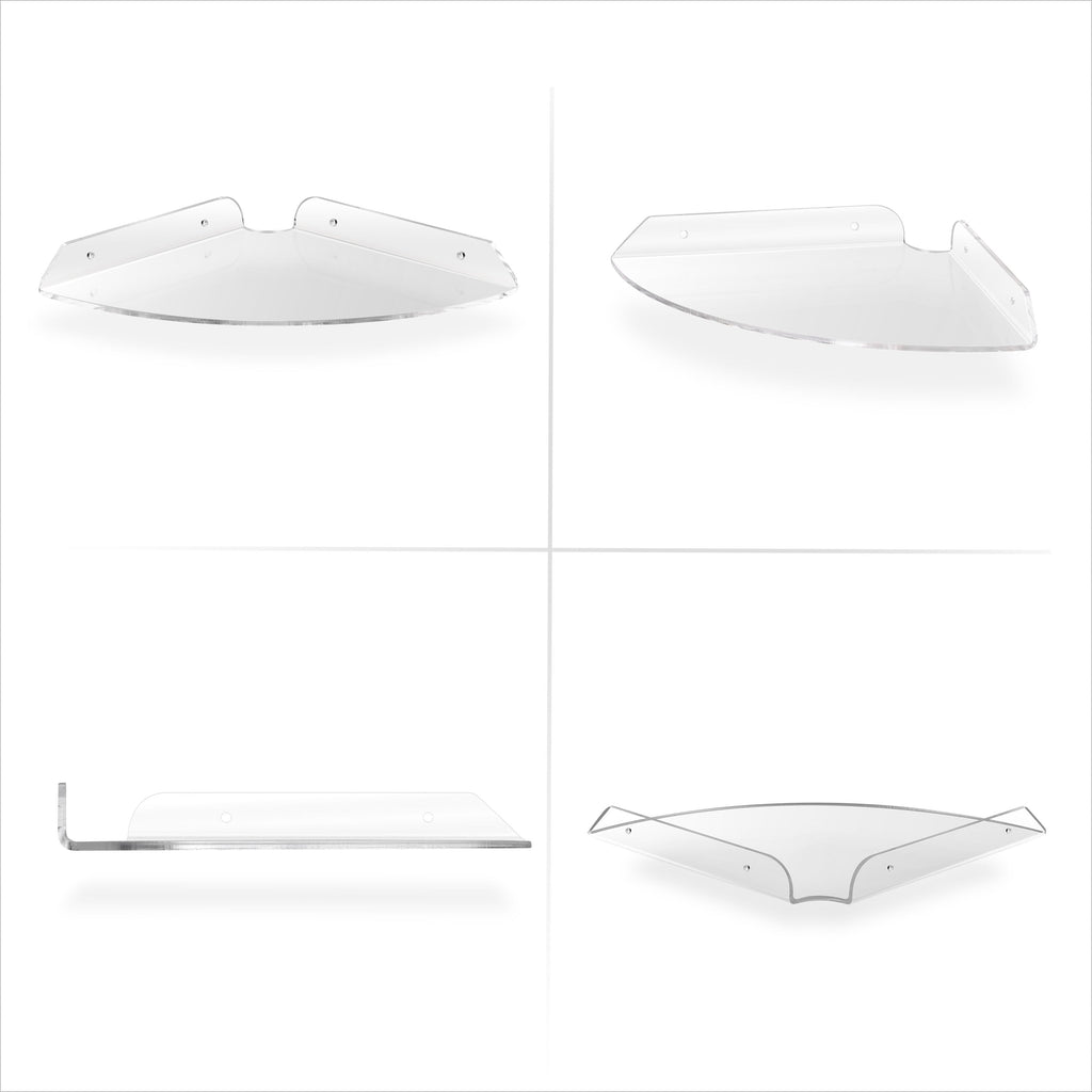 2-Pack 8.5” Small Corner Shelf Wall Mount for Baby Monitors, Cameras, Speakers, Sonos, Decor, Plants, Photos, Kitchen, Bathroom, Routers, Cable Box & More Universal Holder Acrylic Floating Shelves
