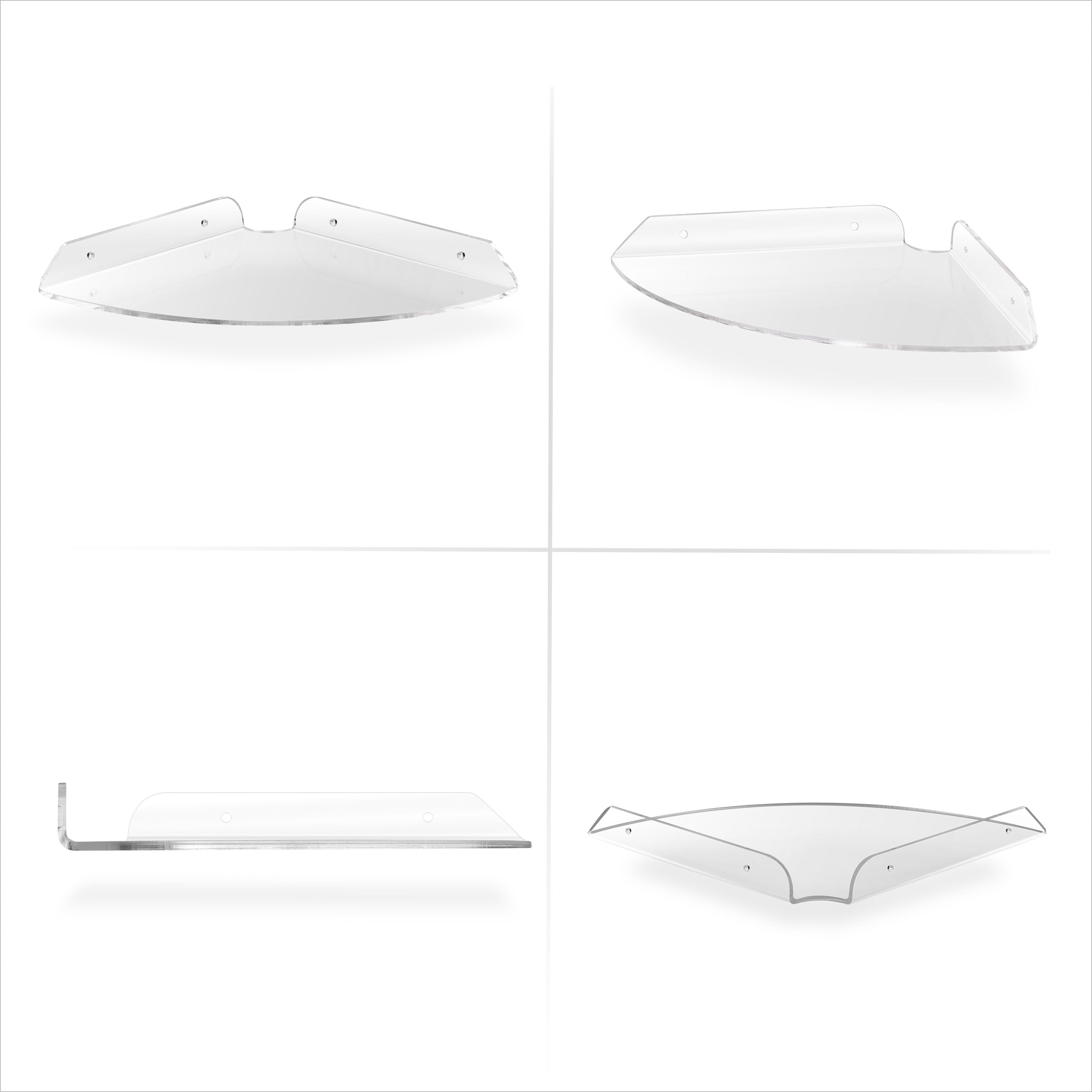 2-Pack 8.5” Small Corner Shelf Wall Mount for Baby Monitors, Cameras, Speakers, Sonos, Decor, Plants, Photos, Kitchen, Bathroom, Routers, Cable Box & More Universal Holder Acrylic Floating Shelves