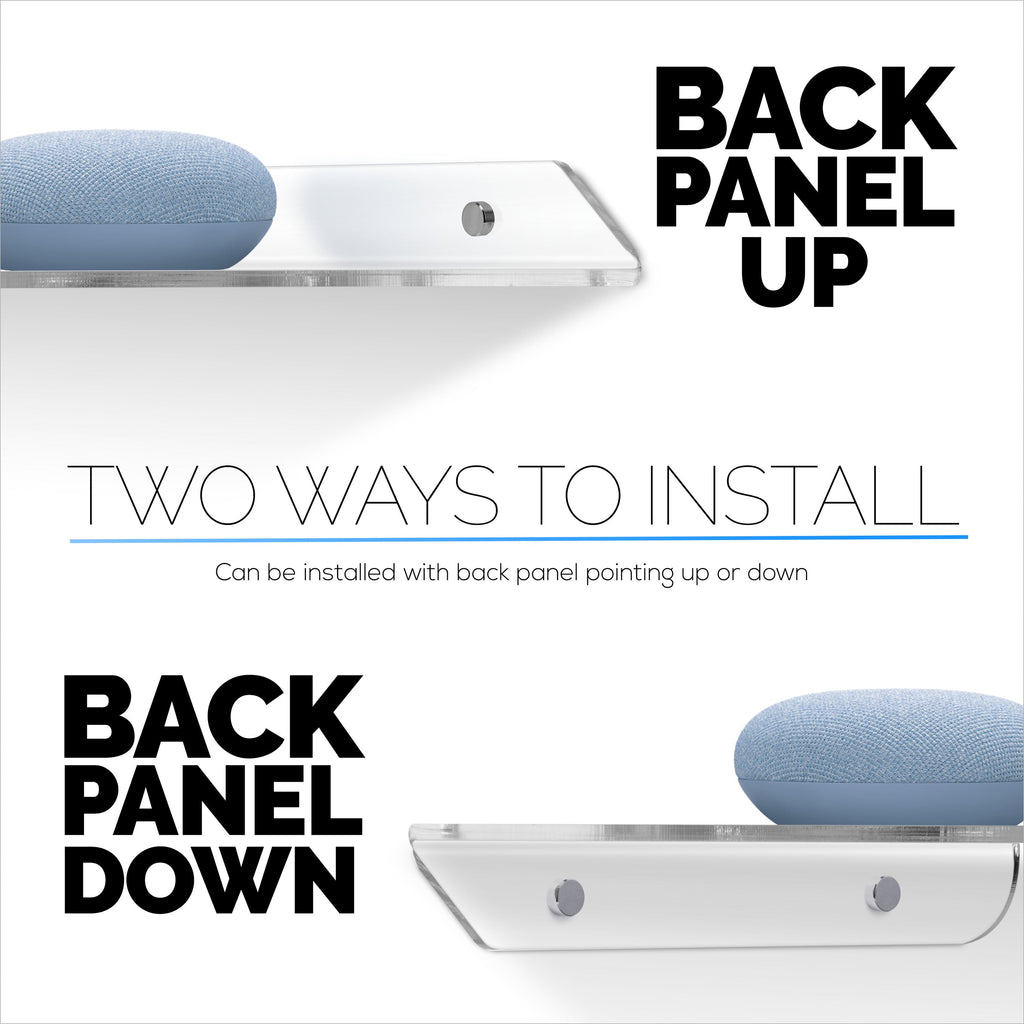 2-Pack 8.5” Small Corner Shelf Wall Mount for Baby Monitors, Cameras, Speakers, Sonos, Decor, Plants, Photos, Kitchen, Bathroom, Routers, Cable Box & More Universal Holder Acrylic Floating Shelves
