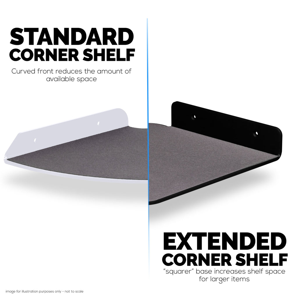 2-Pack 9.5” Small Corner Shelf Wall Mount for Baby Monitors, Cameras, Speakers, Sonos, Decor, Plants, Photos, Kitchen, Bathroom, Routers, Cable Box & More Universal Holder Acrylic Floating Shelves