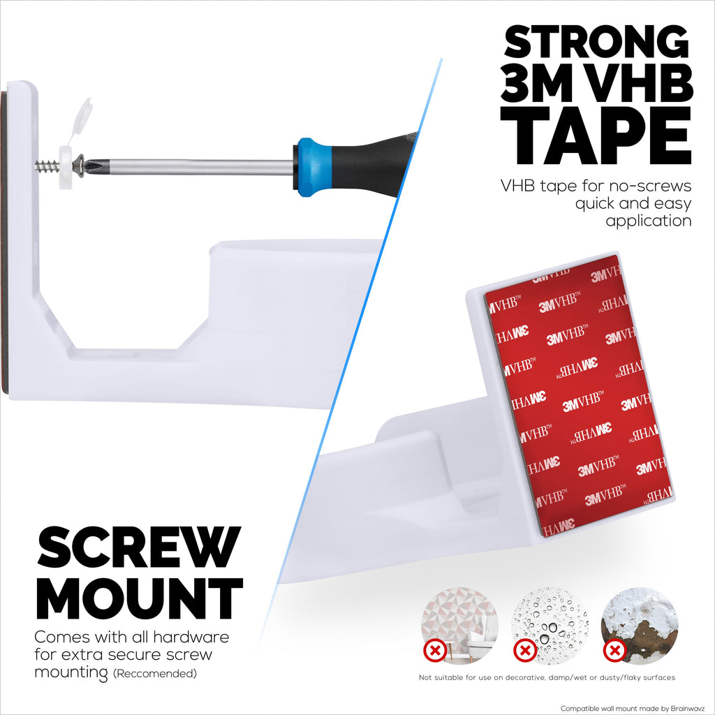 Screwless Wall Mount for TP-Link Deco X68, XE70, XE75, XE75 PRO, AXE5300 & AXE5400, Easy To Install, No Mess, Reduce Interference & Increase Range, Stick On Adhesive Bracket, White By Brainwavz