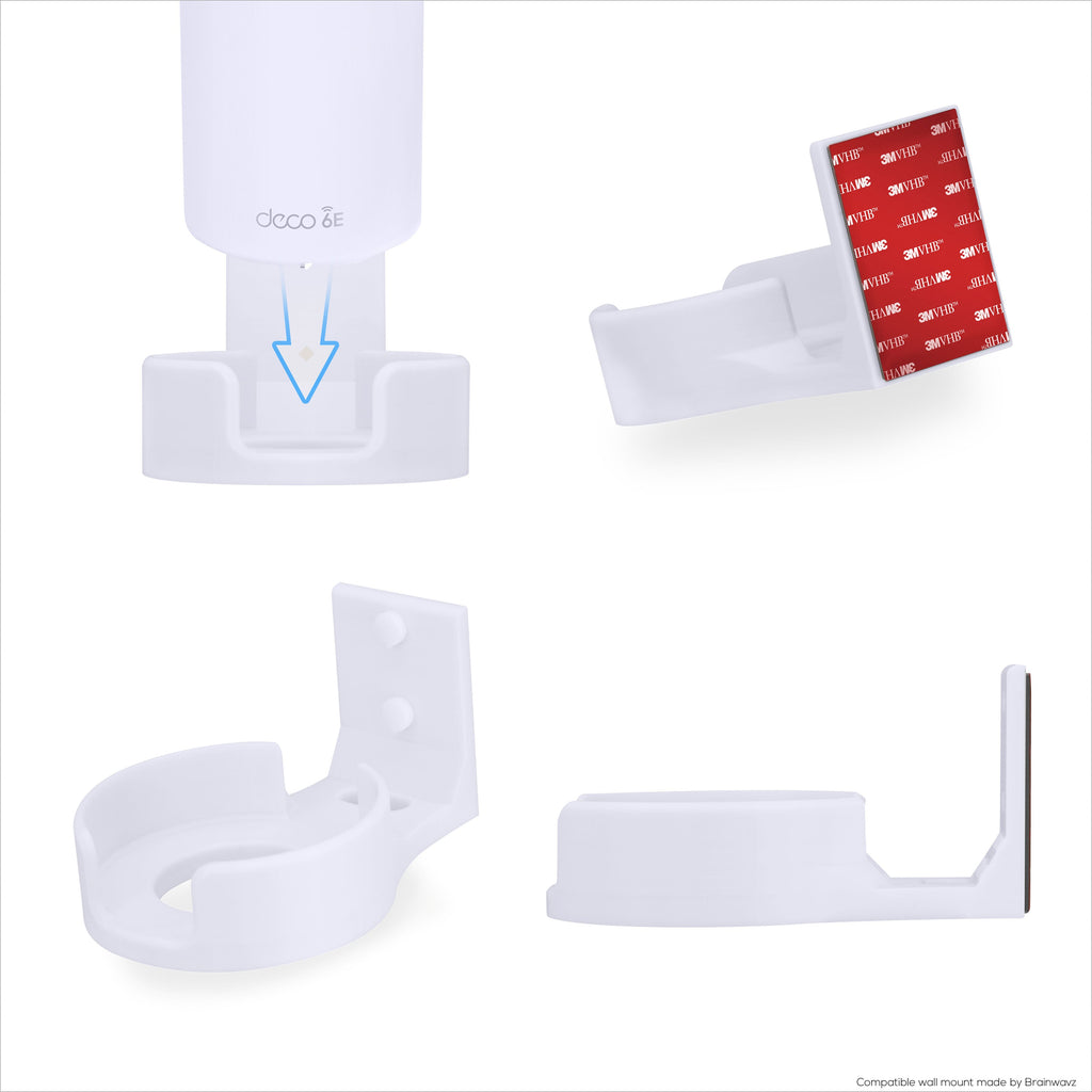 Screwless Wall Mount for TP-Link Deco X68, XE70, XE75, XE75 PRO, AXE5300 & AXE5400, Easy To Install, No Mess, Reduce Interference & Increase Range, Stick On Adhesive Bracket, White By Brainwavz