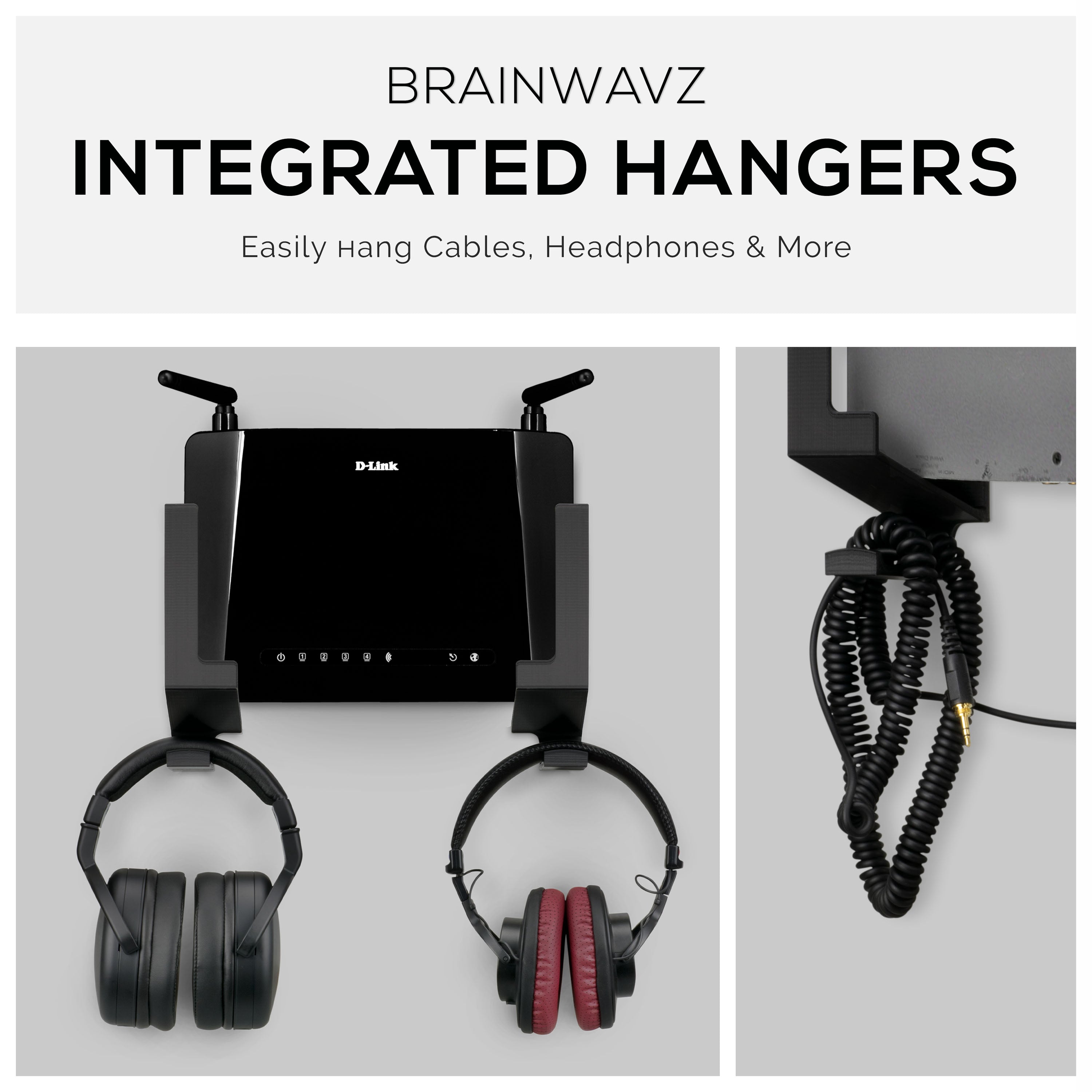 Vertical 3" Wall Mount And Headphone Hanger Holder, Adhesive & Screw-In for Laptops, Modem Router Mesh TV Cable Box, Network Switch & More