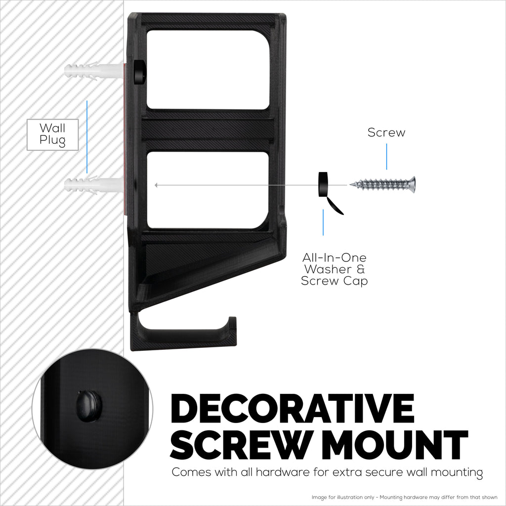 Vertical 3" Wall Mount And Headphone Hanger Holder, Adhesive & Screw-In for Laptops, Modem Router Mesh TV Cable Box, Network Switch & More