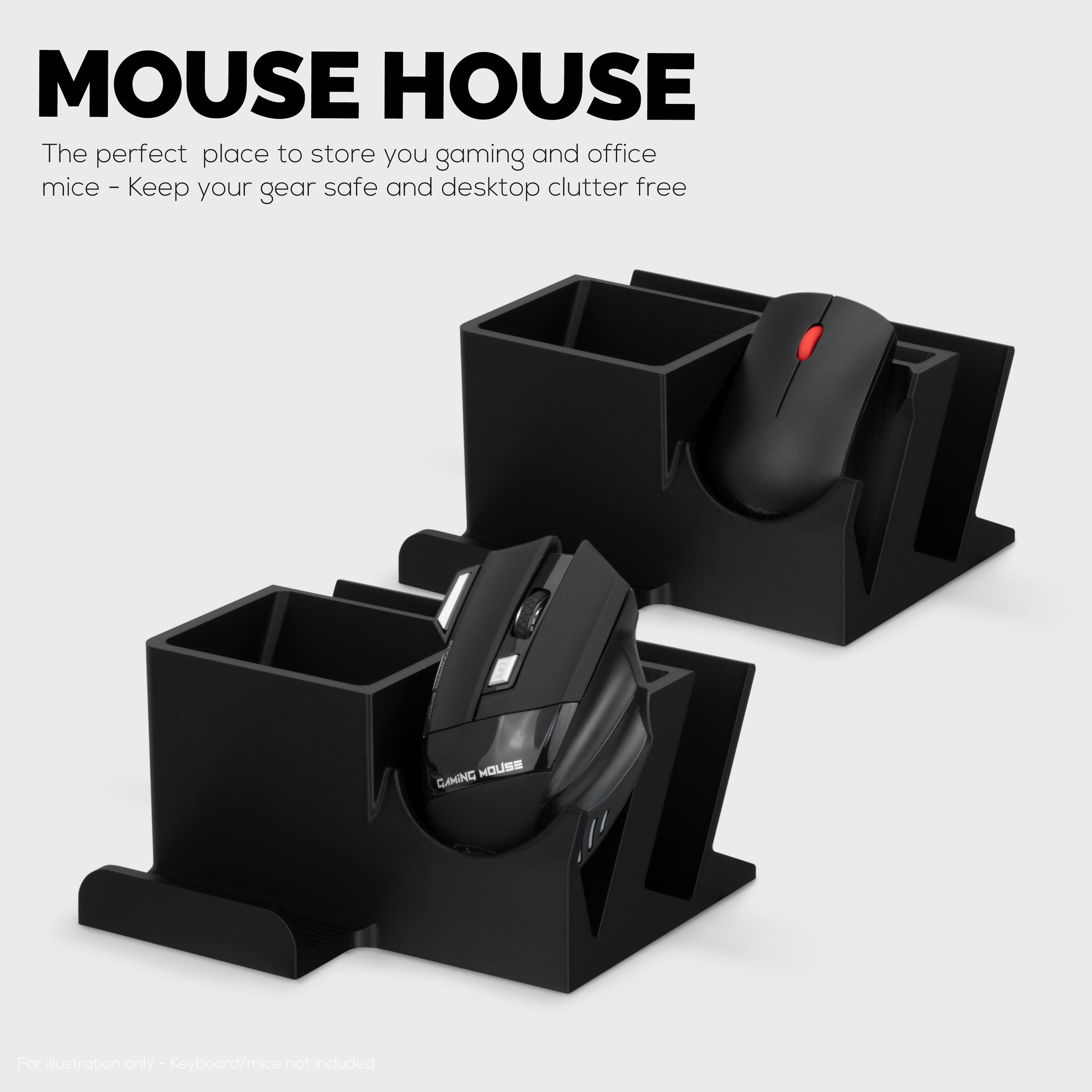 Desktop Keyboard, Mouse & Phone Stand Holder w/ Stationary Storage, Suitable for Small Or Large Keyboards, Tablets, Gaming & Office Mice