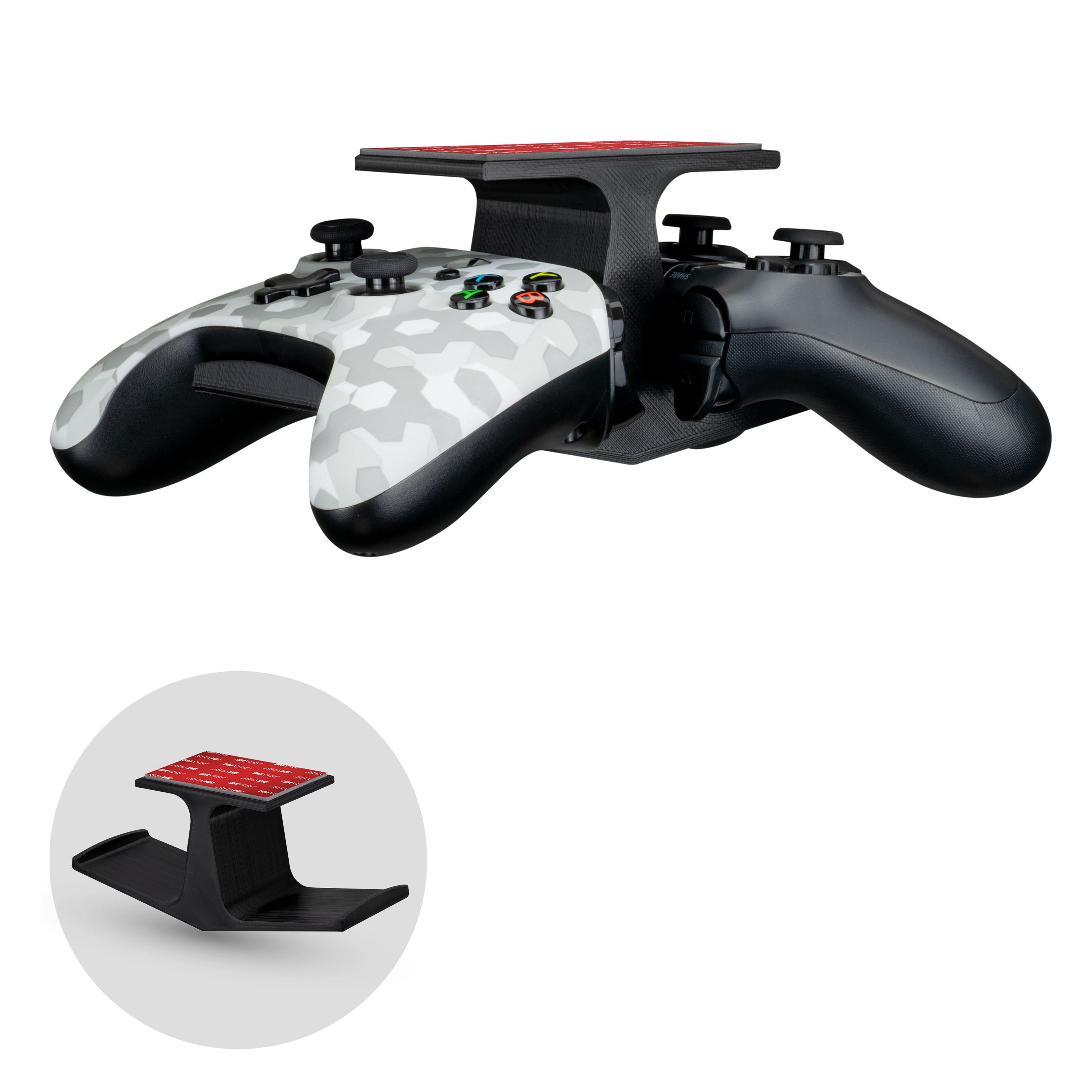 The Dock - Dual Under Desk Game Controller Hanger for Xbox, PS5/PS4, Universal Mount, No Mess & Easy to Install