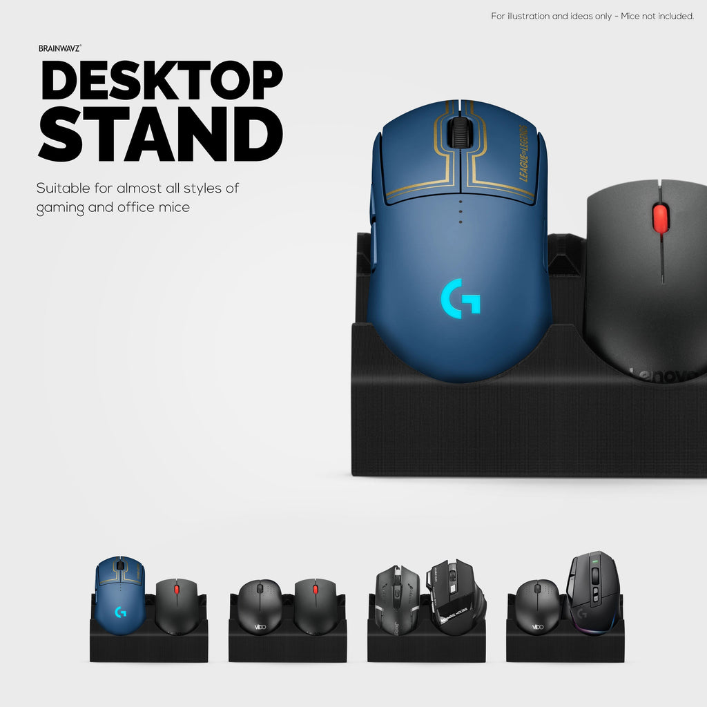 Desktop Dual PC Mouse Stand Holder, Suitable for Small Or Large Gaming & Office Mice From Logitech, Razer, Corsair & More