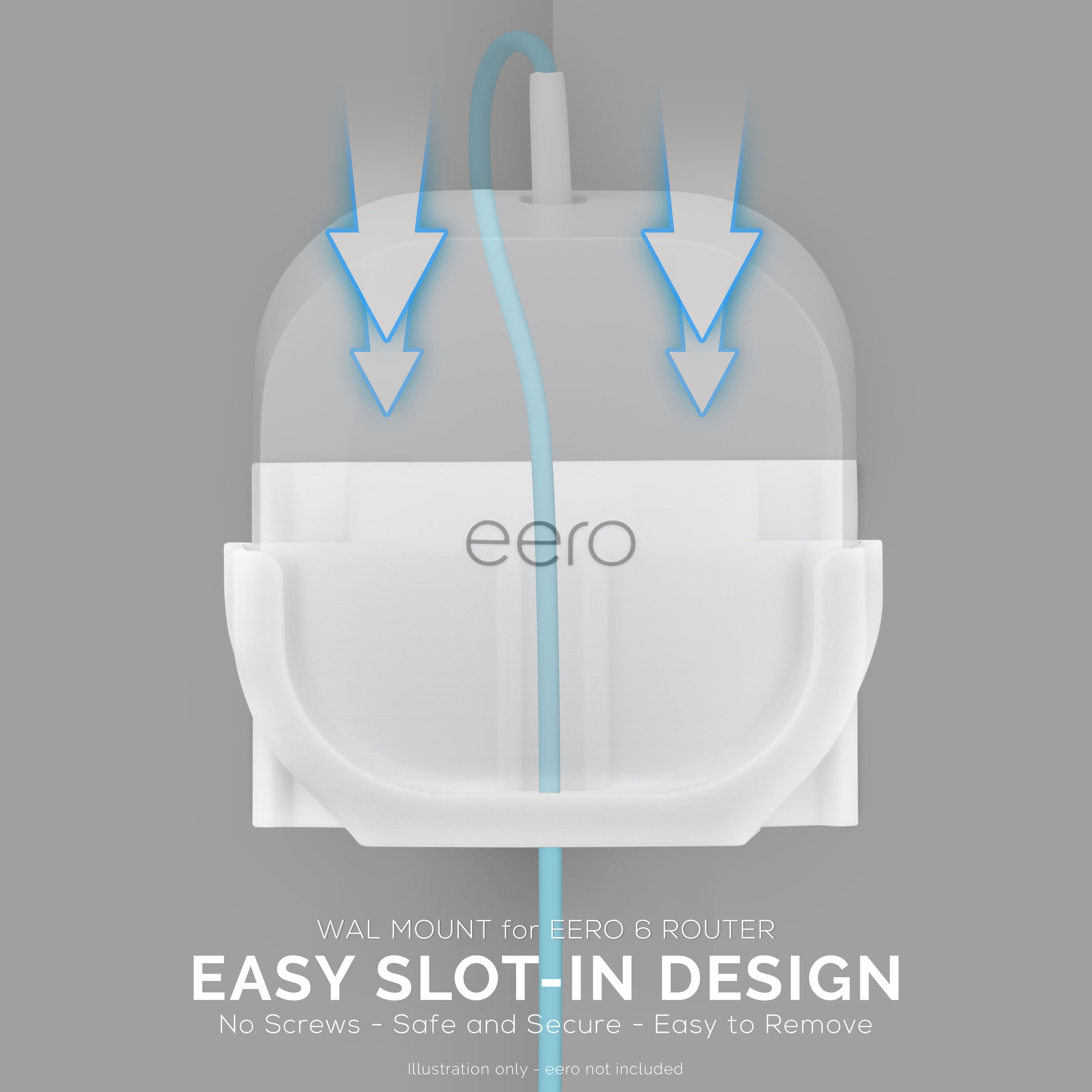 Eero 6 Mesh Wall Mount Adhesive Holder - Easy To Install, No Screws or Mess (NOT Compatible with Eero Pro 6 / Beacon)