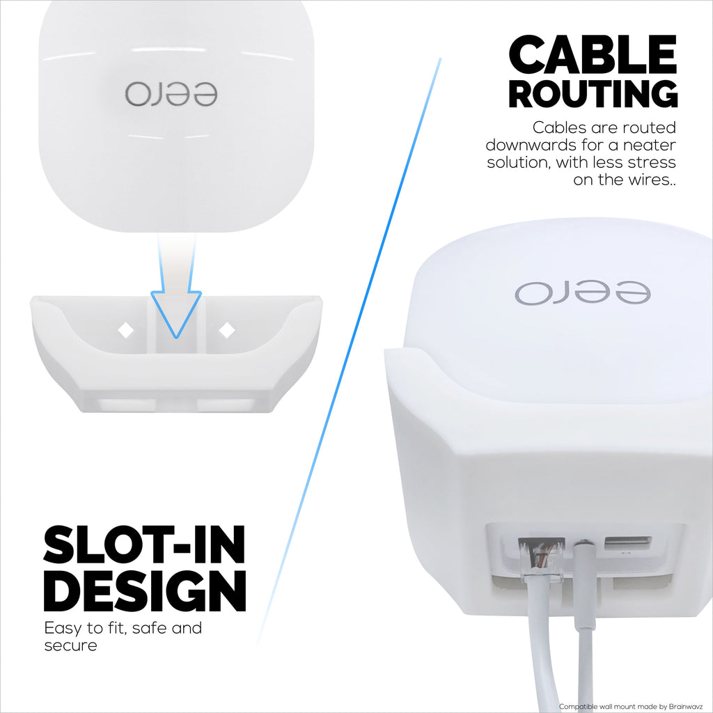 Screwless Wall Mount For EERO 6 Plus Mesh Wifi Router (ONLY WORKS WITH 6 PLUS), Strong VHB Adhesive, Easy to Install, Reduce Interference & Increase Range, Stick On & Screw-in Mounting