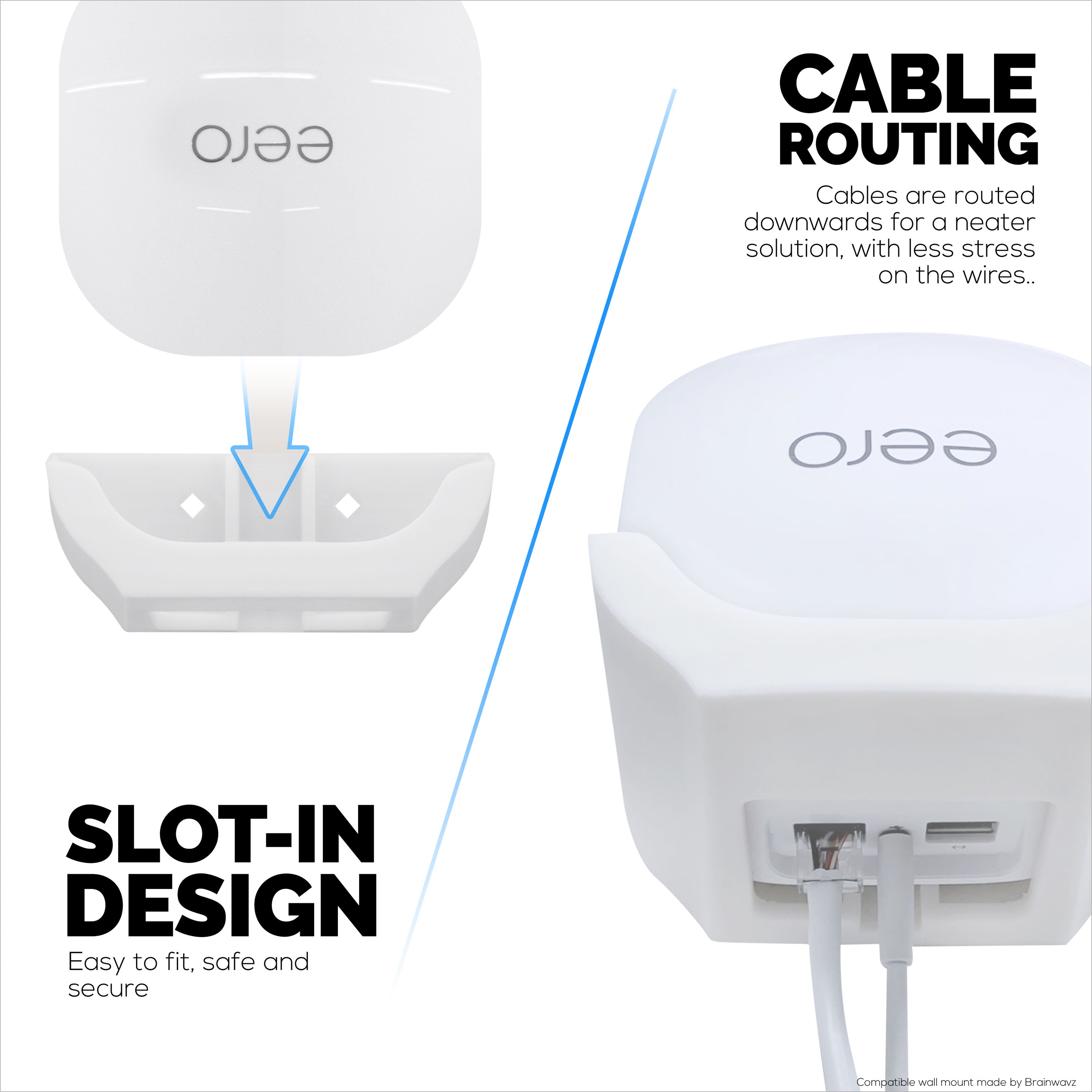 Screwless Wall Mount For EERO 6 Plus Mesh Wifi Router (ONLY WORKS WITH 6 PLUS), Strong VHB Adhesive, Easy to Install, Reduce Interference & Increase Range, Stick On & Screw-in Mounting