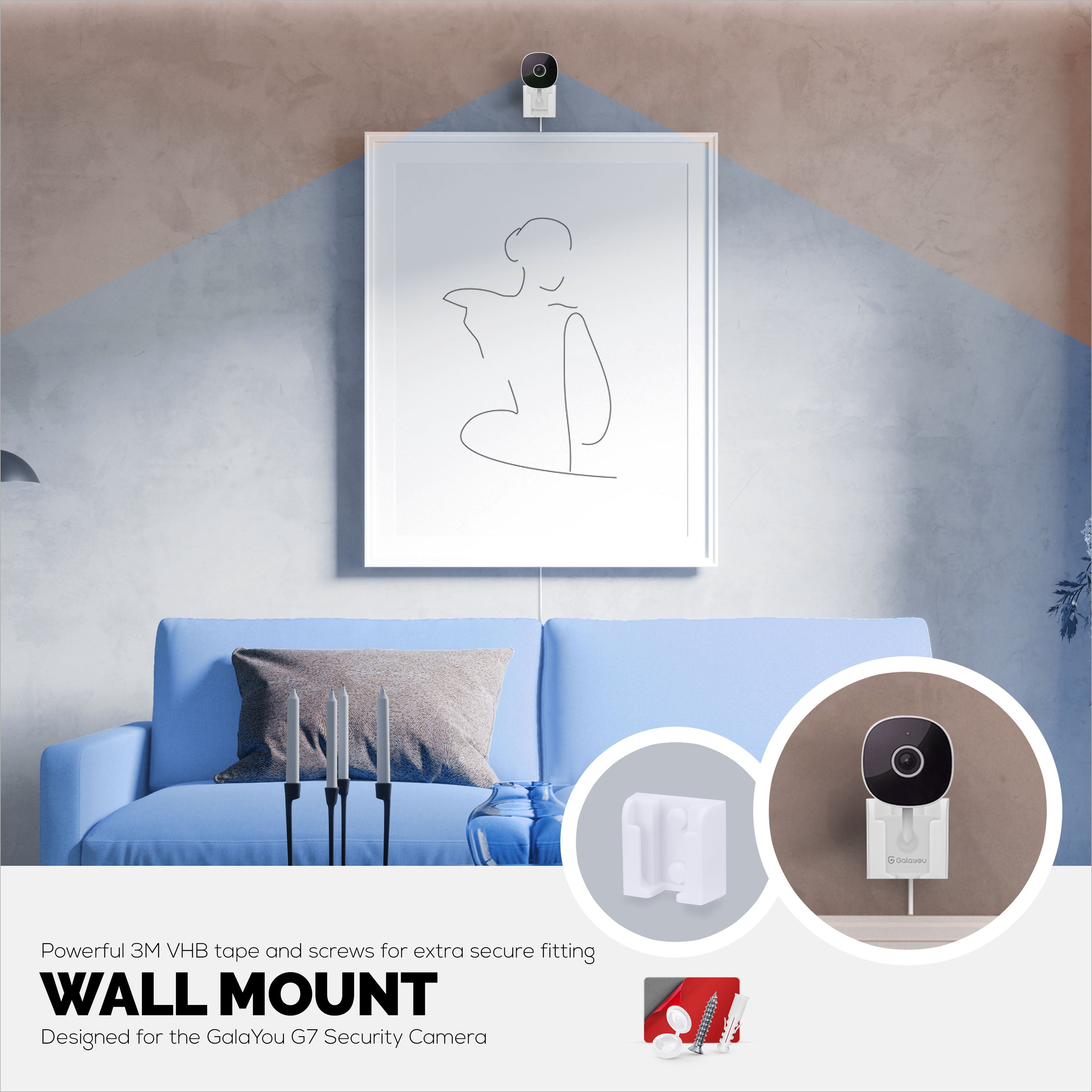 2-Pack Wall Mount For Galayou G7 Cam 2K Wi-Fi Baby Monitor Security Camera, Easy to Install Holder Bracket