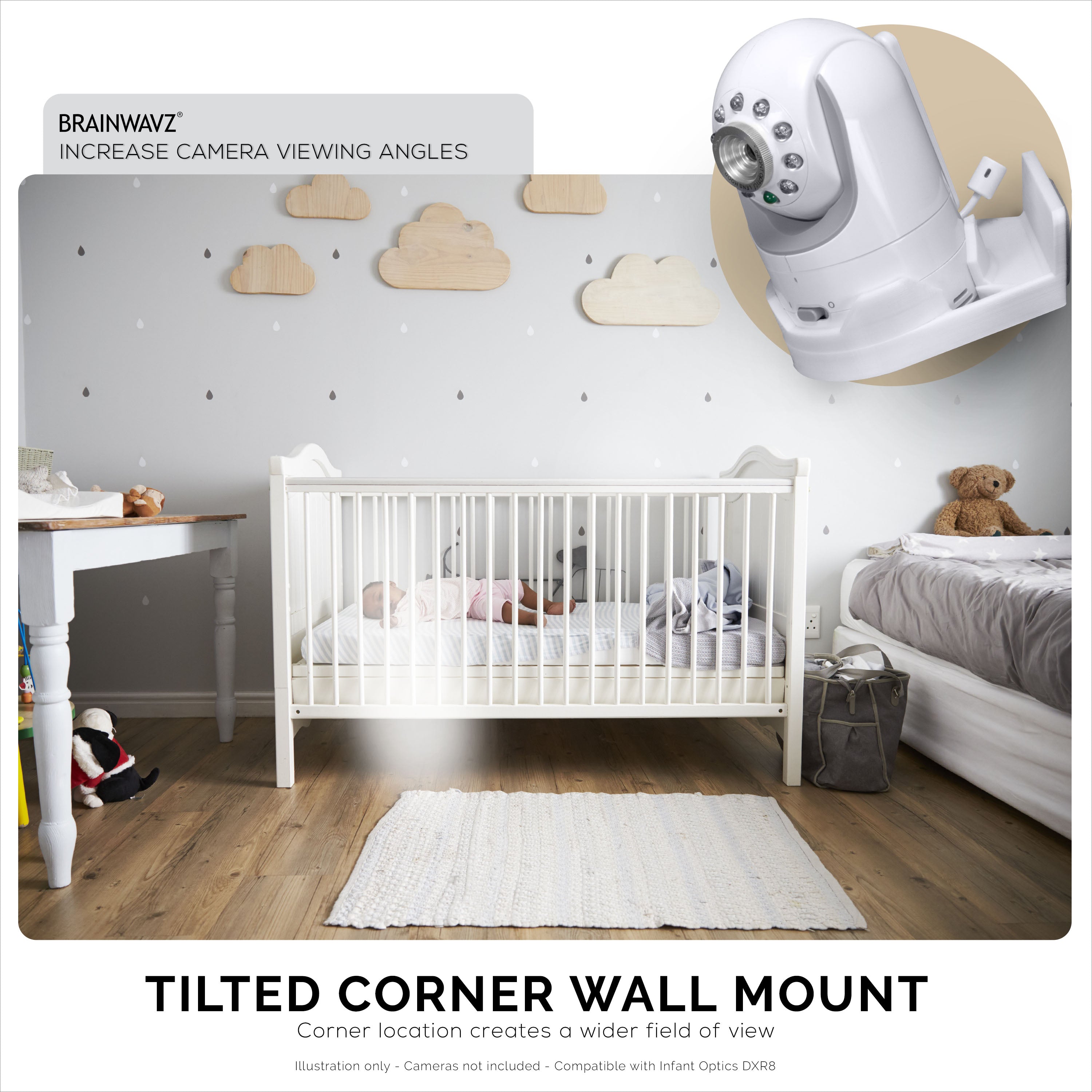 Infant Optics DXR-8 Adhesive Wall Mount Shelf - Easy To Install, No Screws or Mess
