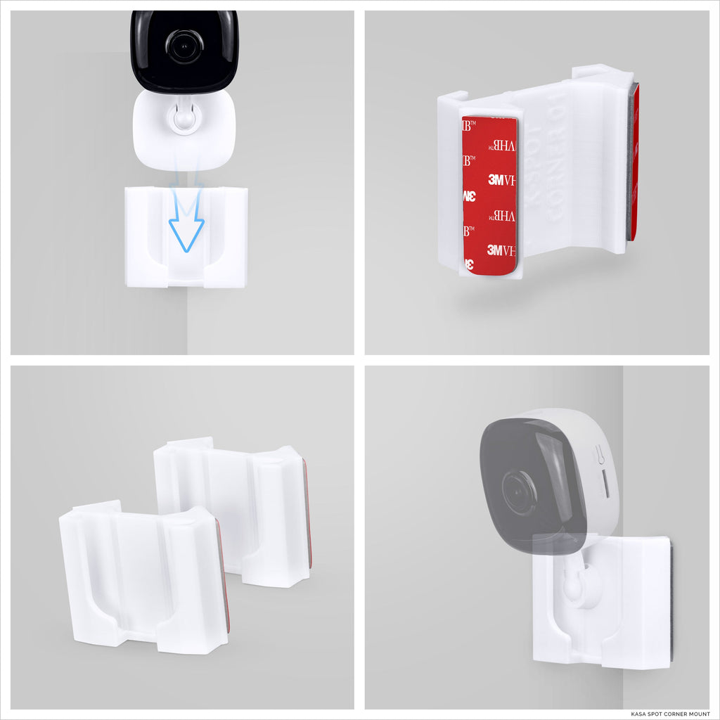 Corner Wall Mount for Kasa Spot KC100, KC105, EC60  (2 Pack) Security Camera - Adhesive Holder, No Hassle Bracket, Strong 3M VHB Tape, No Screws, No Mess Install
