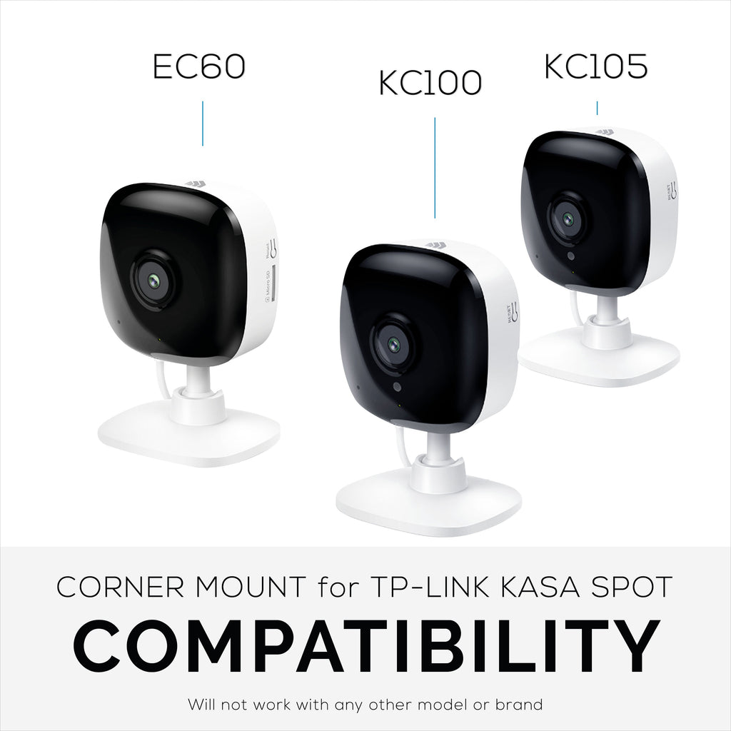 Corner Wall Mount for Kasa Spot KC100, KC105, EC60  (2 Pack) Security Camera - Adhesive Holder, No Hassle Bracket, Strong 3M VHB Tape, No Screws, No Mess Install